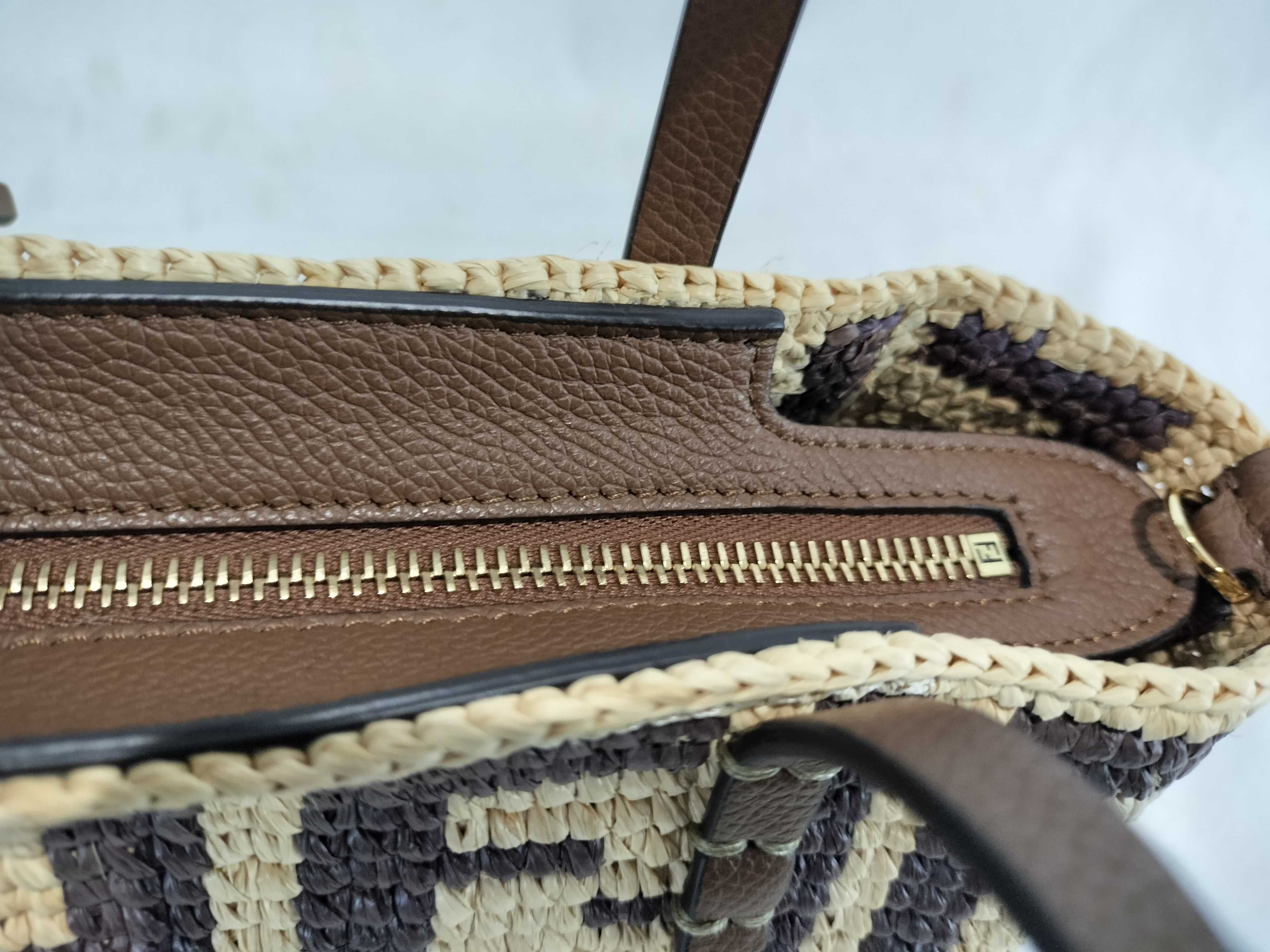 Zucca pattern crochet roll mini FF raffia handbag — view 8
