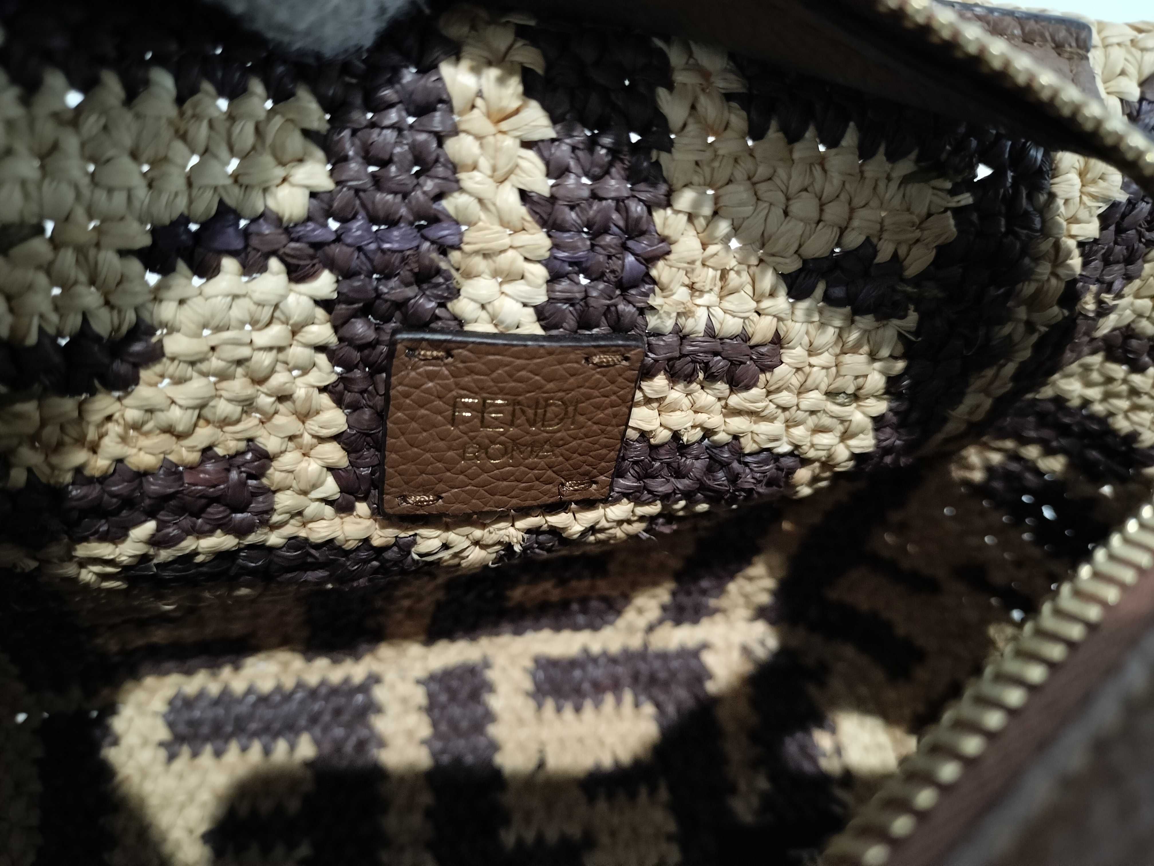 Zucca pattern crochet roll mini FF raffia handbag — view 10