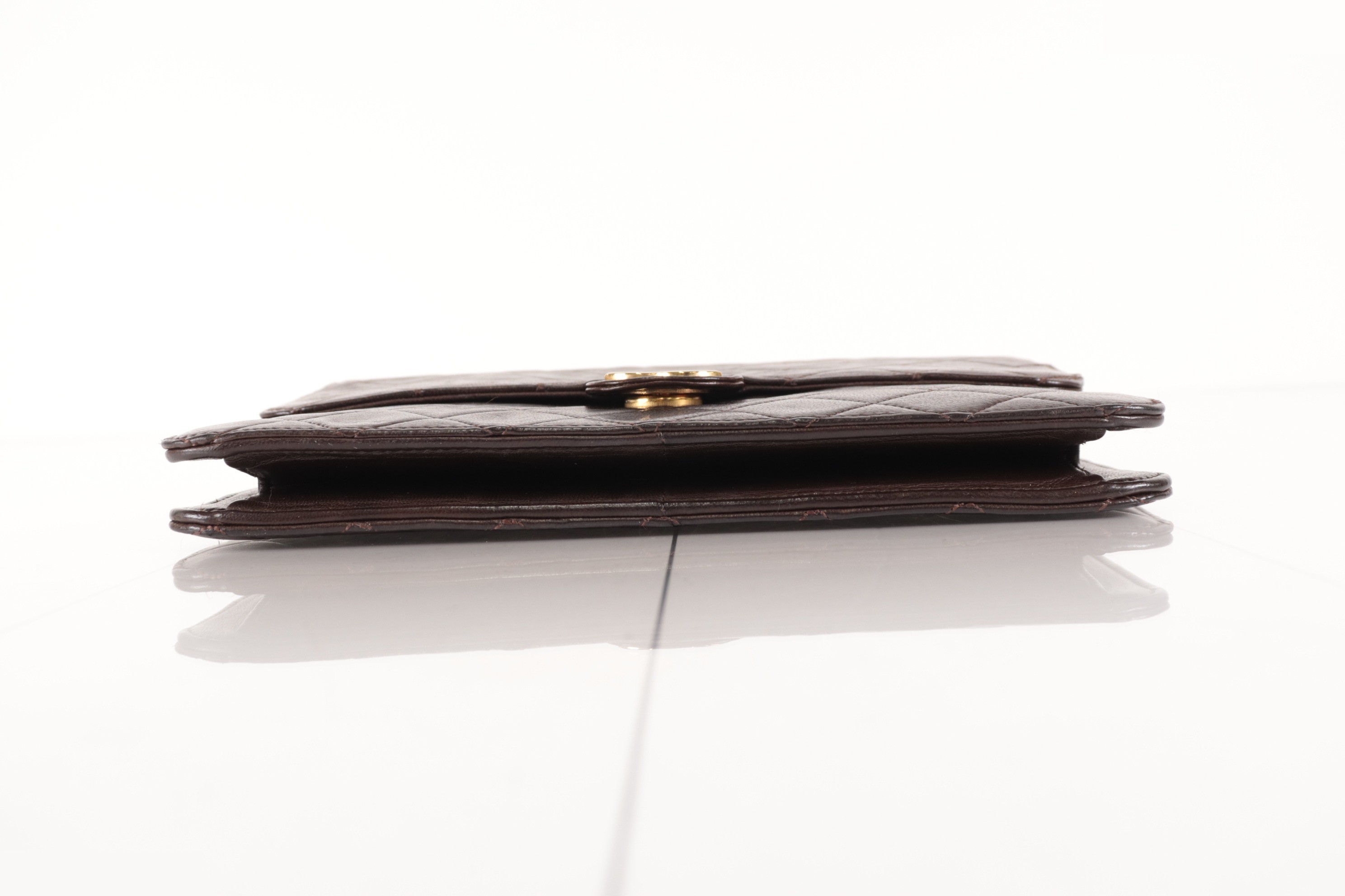 Lambskin Push Chain Shoulder Bag, Brown, Series 6 — view 6