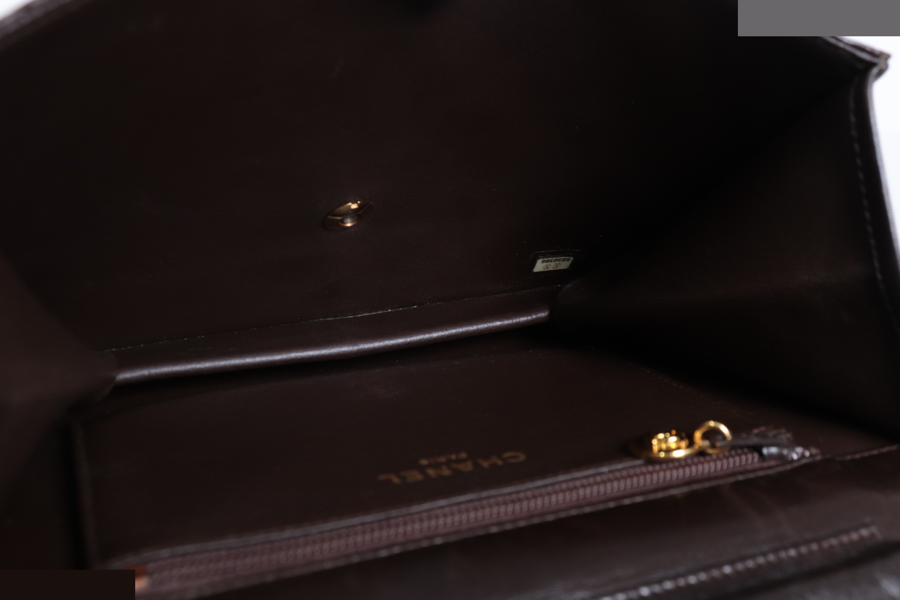 Lambskin Push Chain Shoulder Bag, Brown, Series 6 — view 8