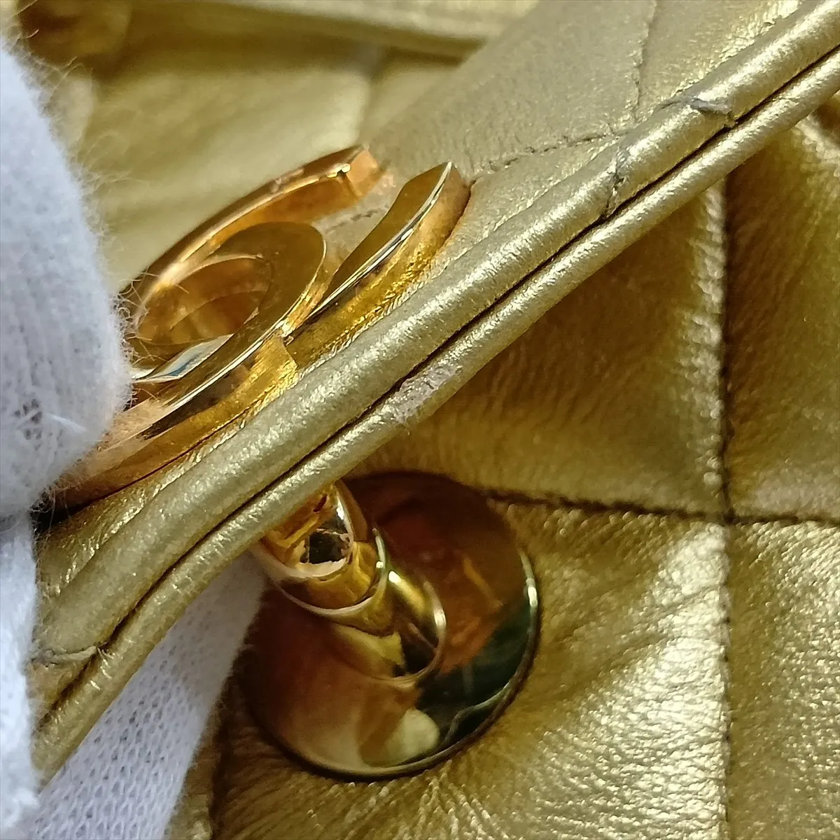 Matelassé Lambskin Chain Backpack, Gold, Gold Hardware, 2850420, Series 2 — view 12