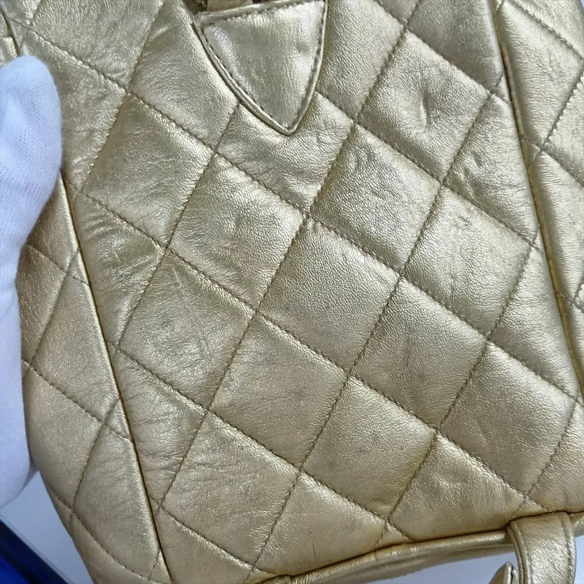 Matelassé Lambskin Chain Backpack, Gold, Gold Hardware, 2850420, Series 2 — view 13