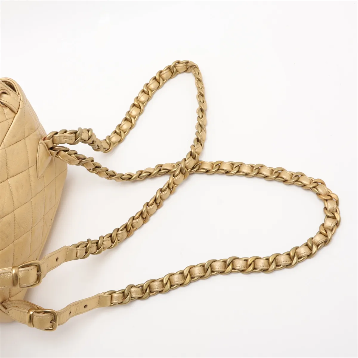 Matelassé Lambskin Chain Backpack, Gold, Gold Hardware, 2850420, Series 2 — view 6