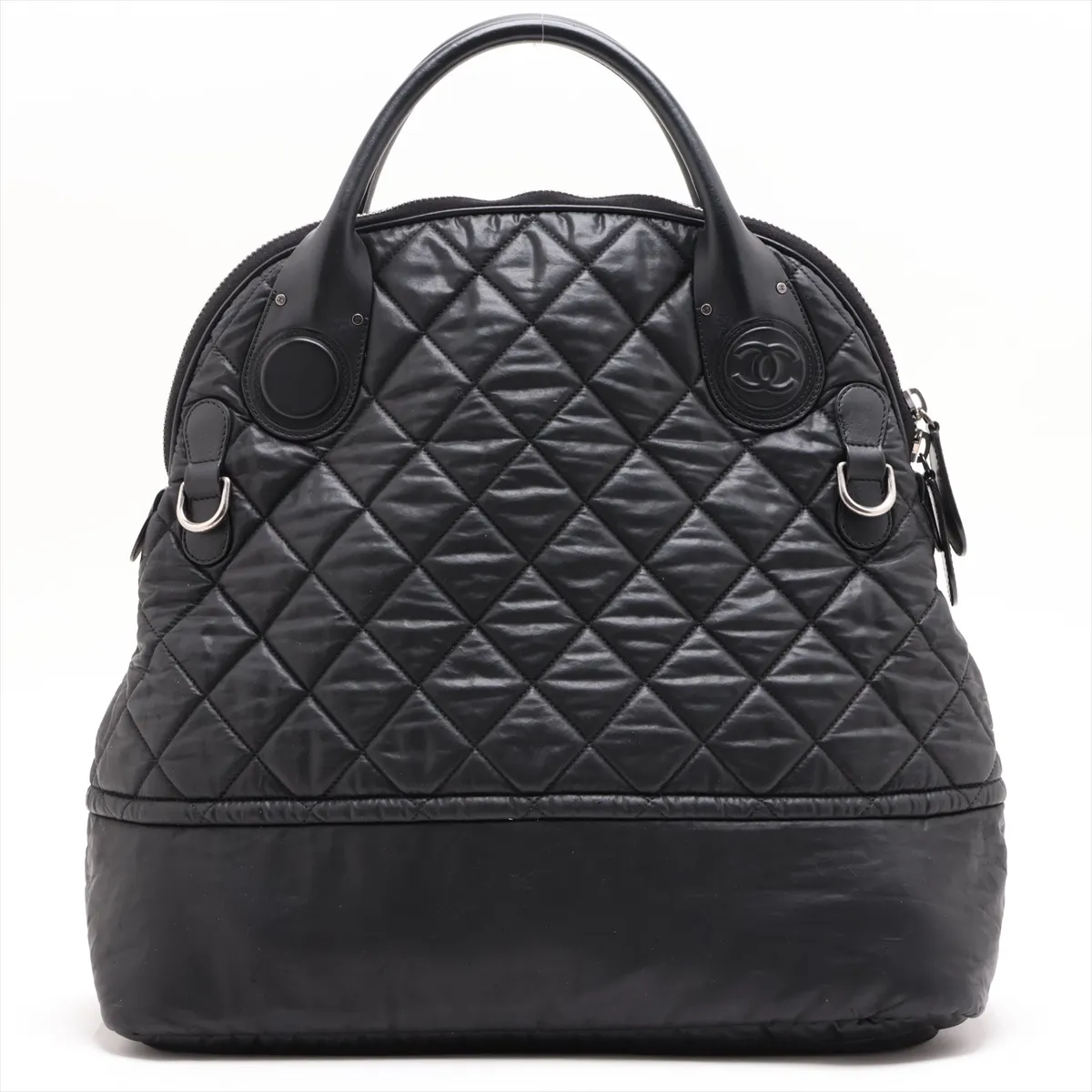 Matelassé Coated Canvas 2-Way Handbag, Black with Silver Hardware, 15202336 (Serial Number 15) — view 2