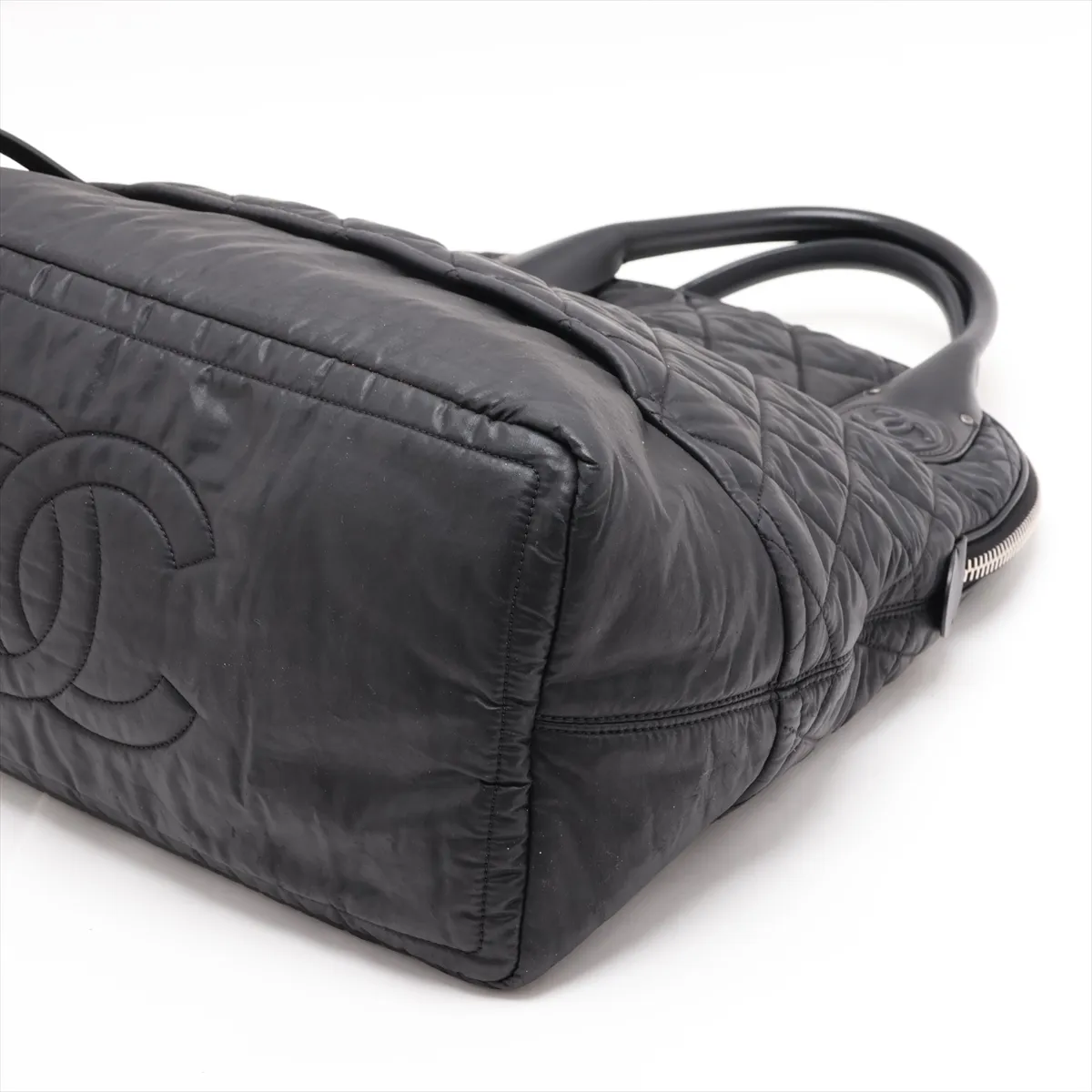 Matelassé Coated Canvas 2-Way Handbag, Black with Silver Hardware, 15202336 (Serial Number 15) — view 3