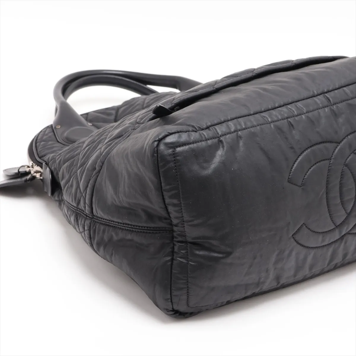 Matelassé Coated Canvas 2-Way Handbag, Black with Silver Hardware, 15202336 (Serial Number 15) — view 4