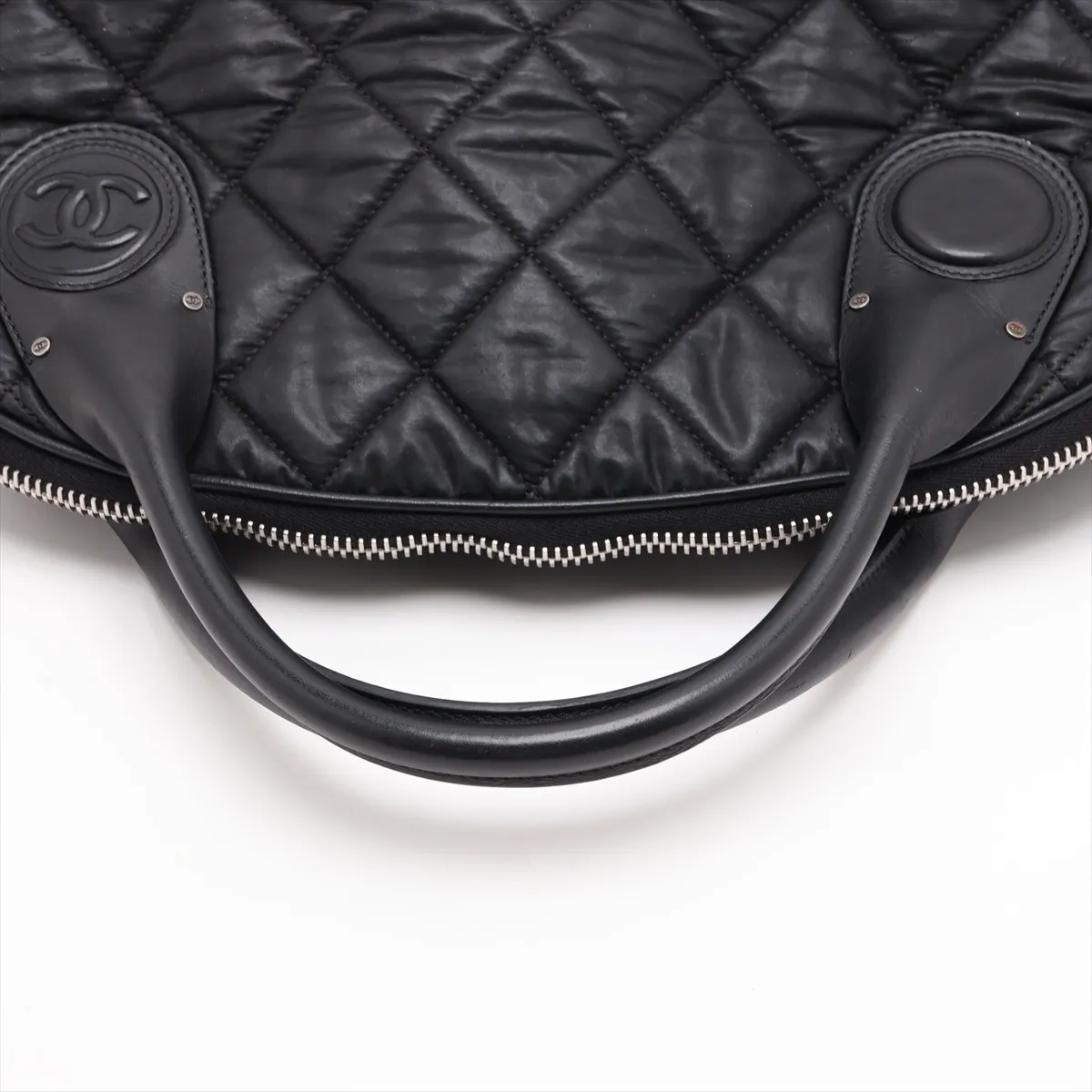 Matelassé Coated Canvas 2-Way Handbag, Black with Silver Hardware, 15202336 (Serial Number 15) — view 5