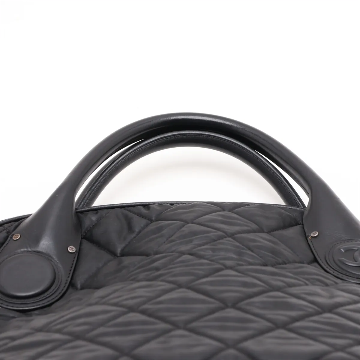 Matelassé Coated Canvas 2-Way Handbag, Black with Silver Hardware, 15202336 (Serial Number 15) — view 6