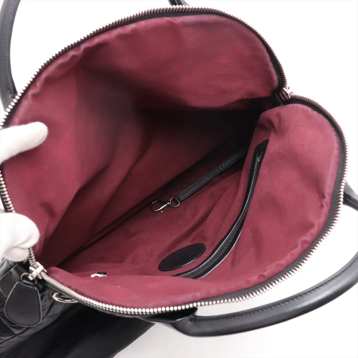 Matelassé Coated Canvas 2-Way Handbag, Black with Silver Hardware, 15202336 (Serial Number 15) — view 8