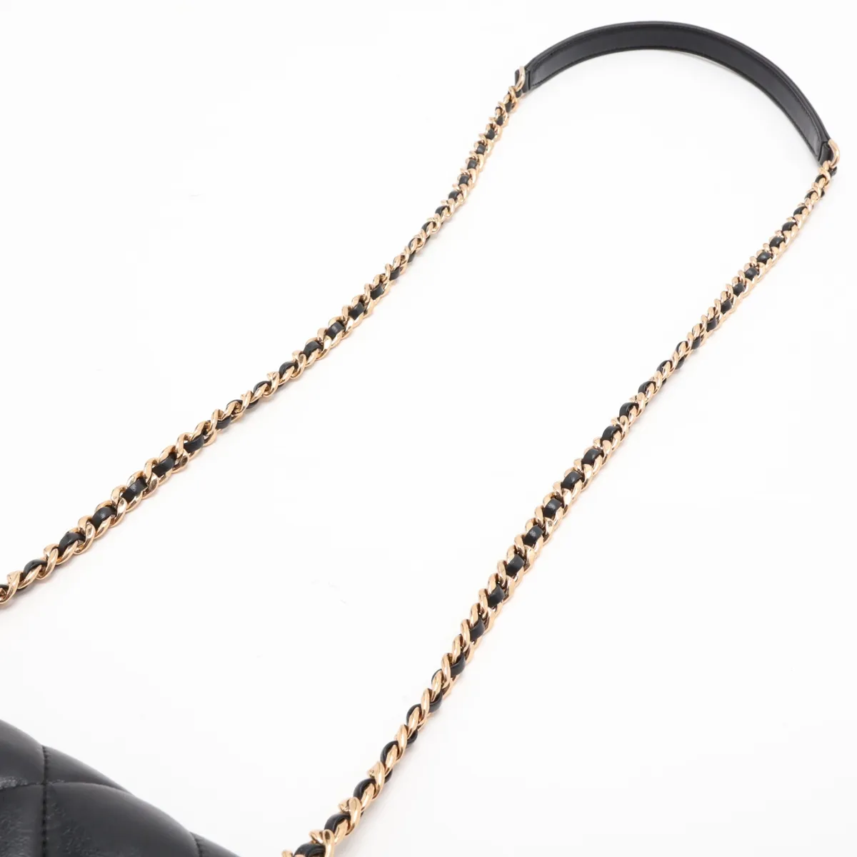 Mini Matelassé Lambskin Single Flap Single Chain Bag, Black with Gold Hardware, T5HNJ58G, Random Plate — view 5