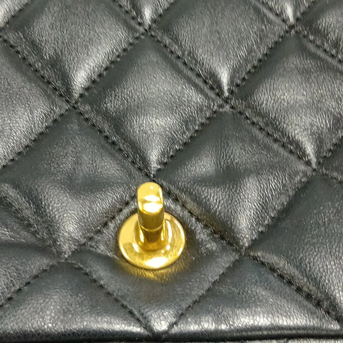 Mini Matelassé Lambskin Single Flap Single Chain Bag, Black with Gold Hardware, T5HNJ58G, Random Plate — view 10