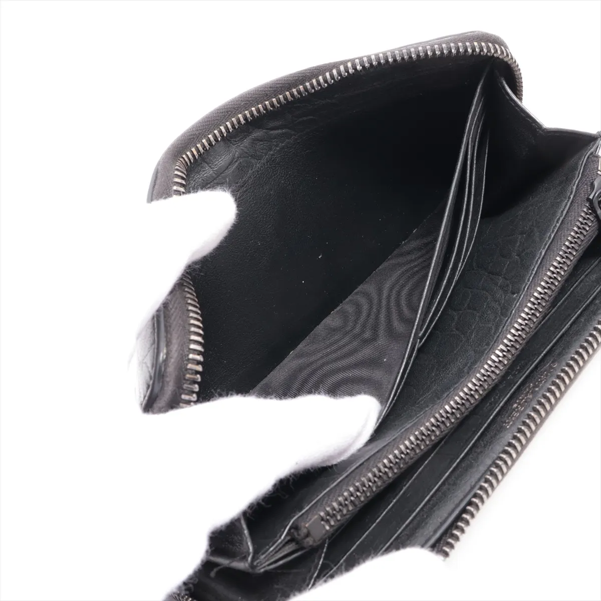 line INN617415 Crocodile embossed round zip wallet, black — view 4