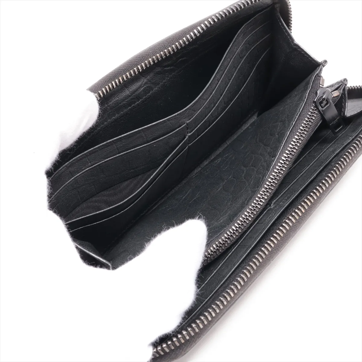 line INN617415 Crocodile embossed round zip wallet, black — view 5