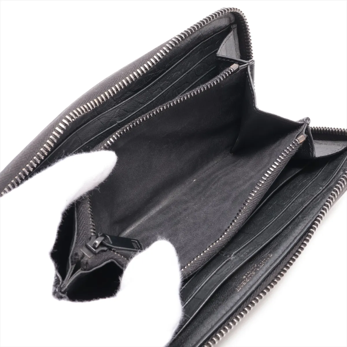 line INN617415 Crocodile embossed round zip wallet, black — view 8