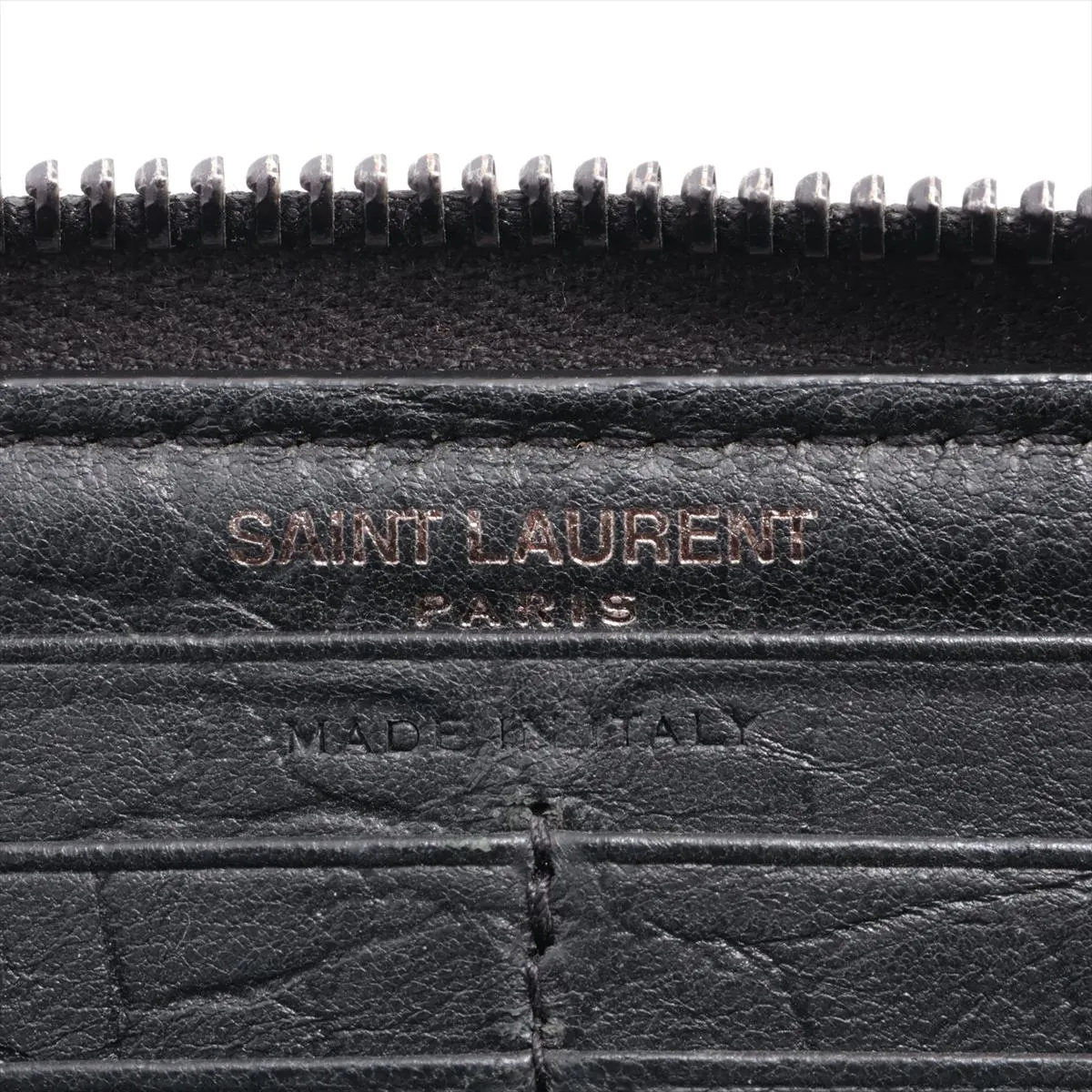line INN617415 Crocodile embossed round zip wallet, black — view 9