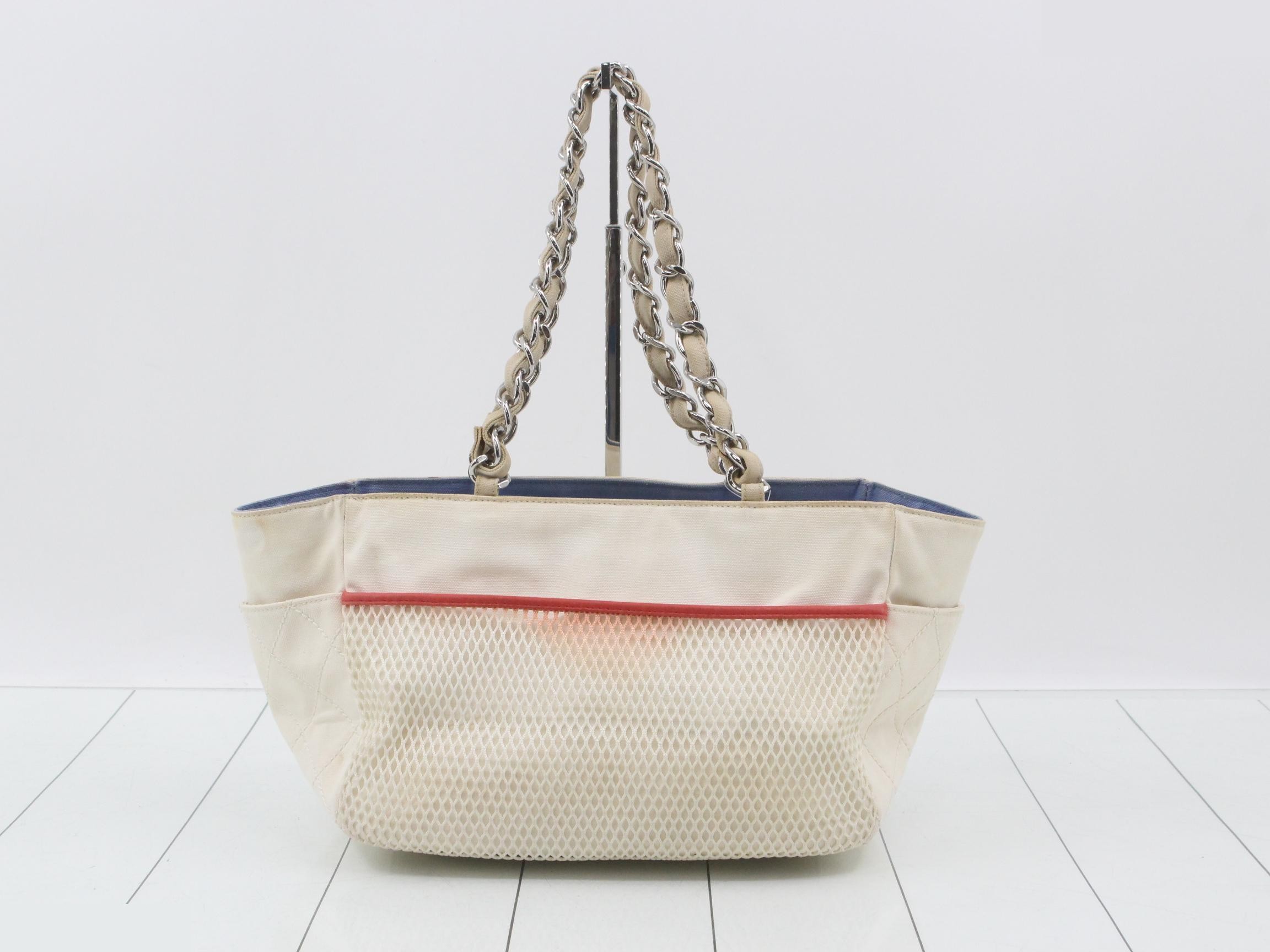 Canvas Chain Shoulder Bag, Beige — view 2