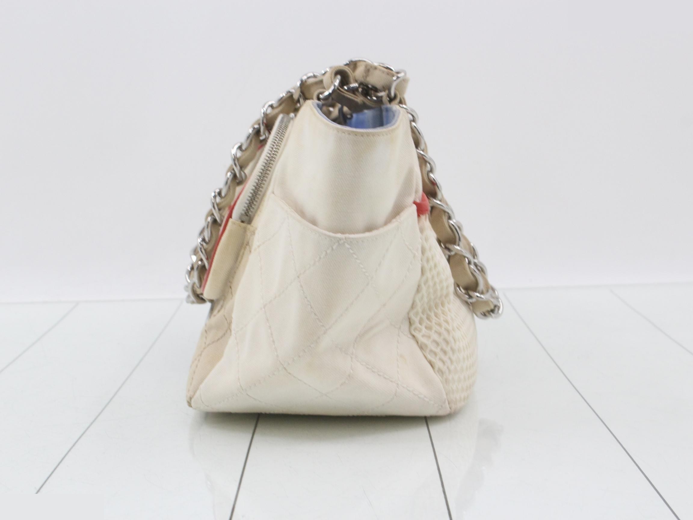 Canvas Chain Shoulder Bag, Beige — view 3
