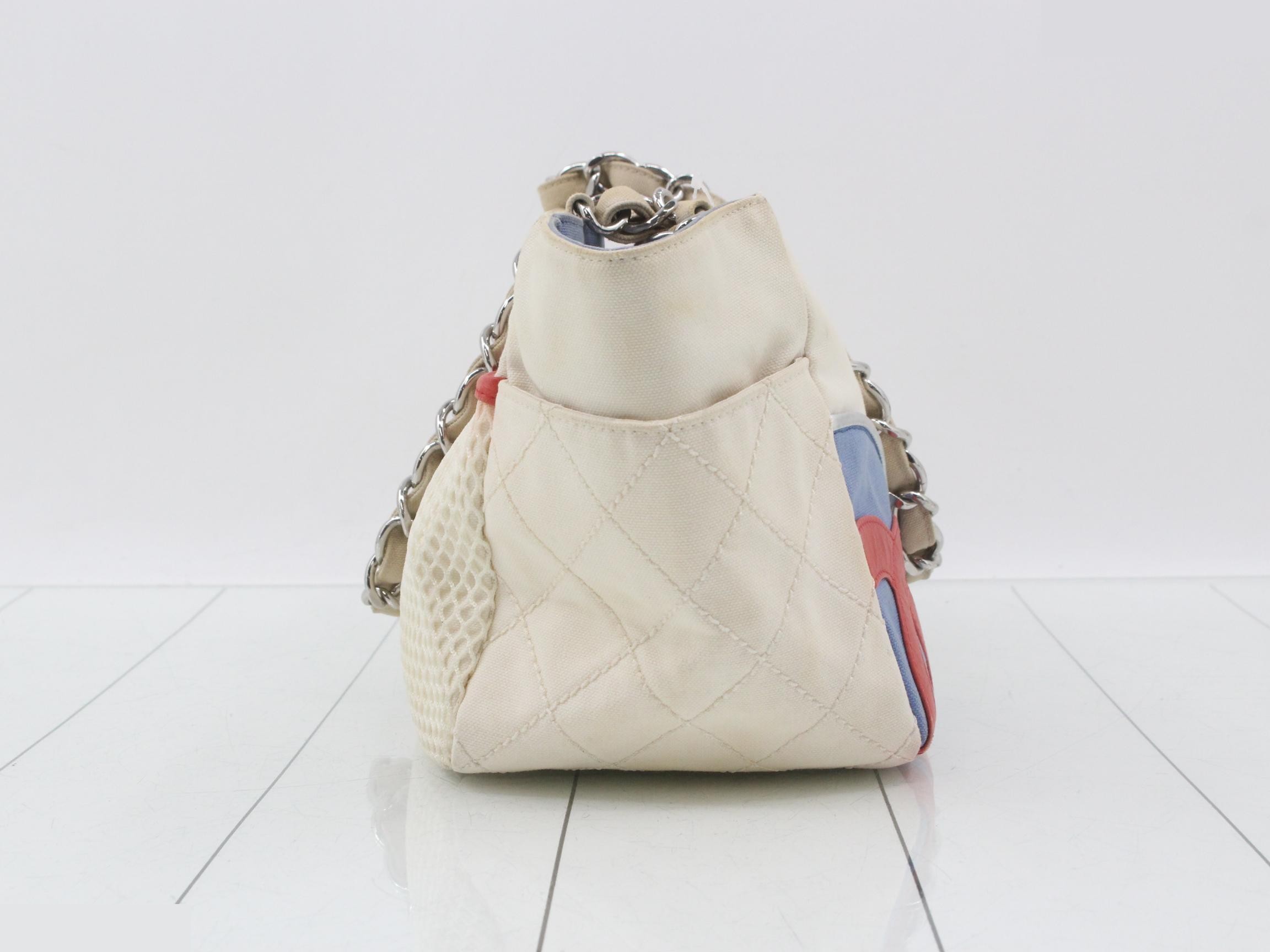 Canvas Chain Shoulder Bag, Beige — view 4