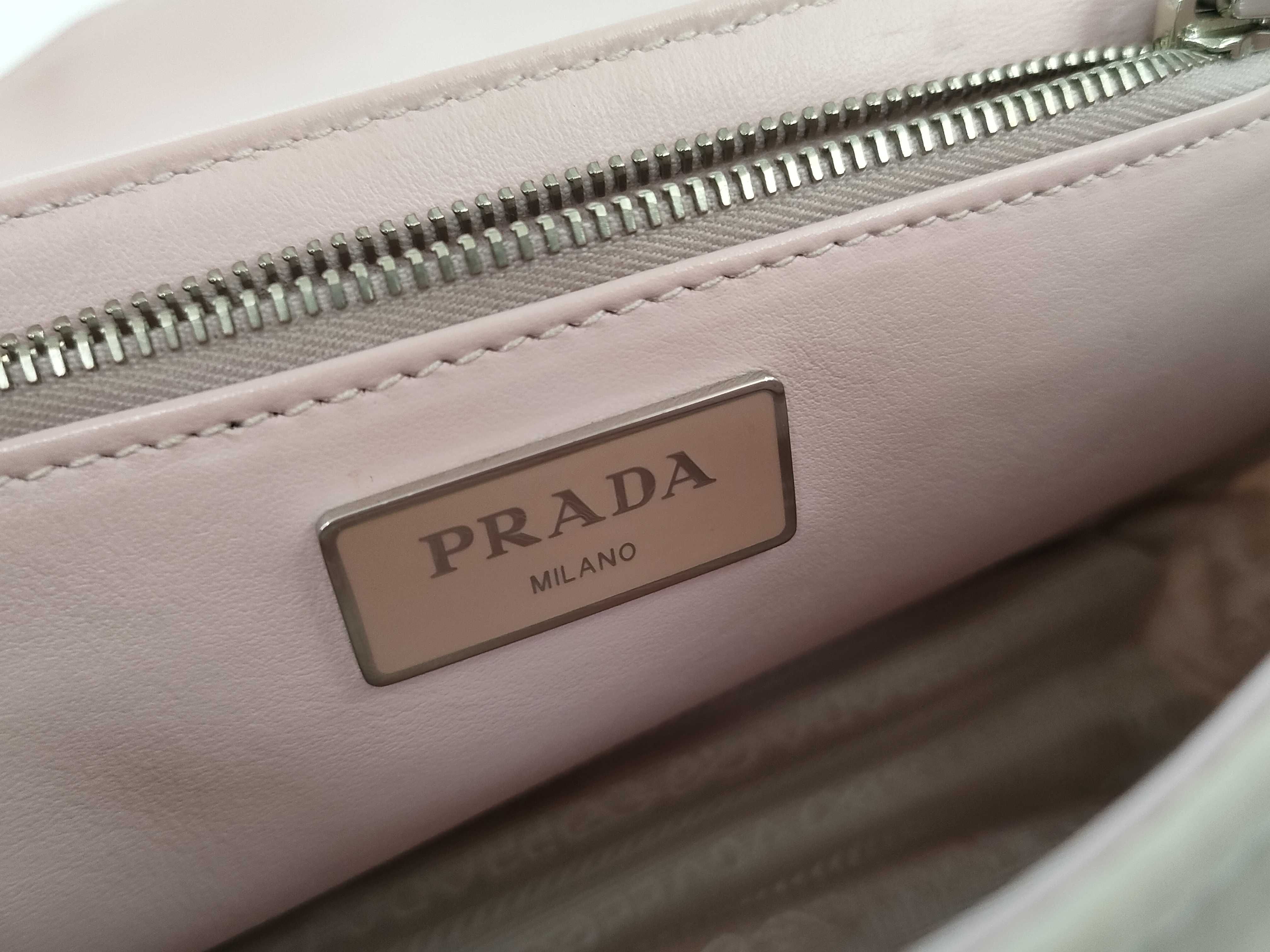 Nylon Prada Current Model Re-Nylon 1BD295 Brushed Leather Pouch Pink Shoulder Bag — view 12