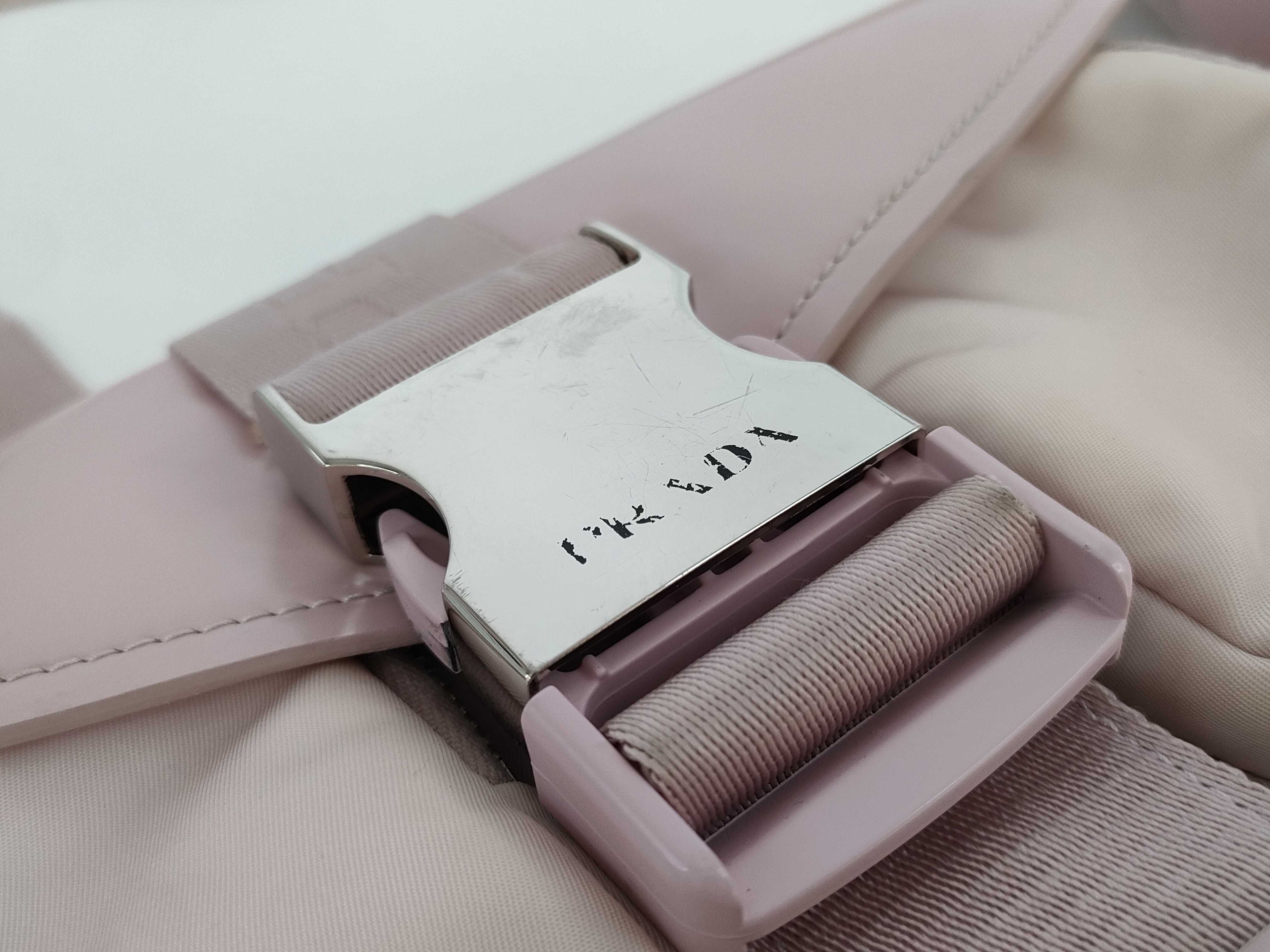 Nylon Prada Current Model Re-Nylon 1BD295 Brushed Leather Pouch Pink Shoulder Bag — view 14