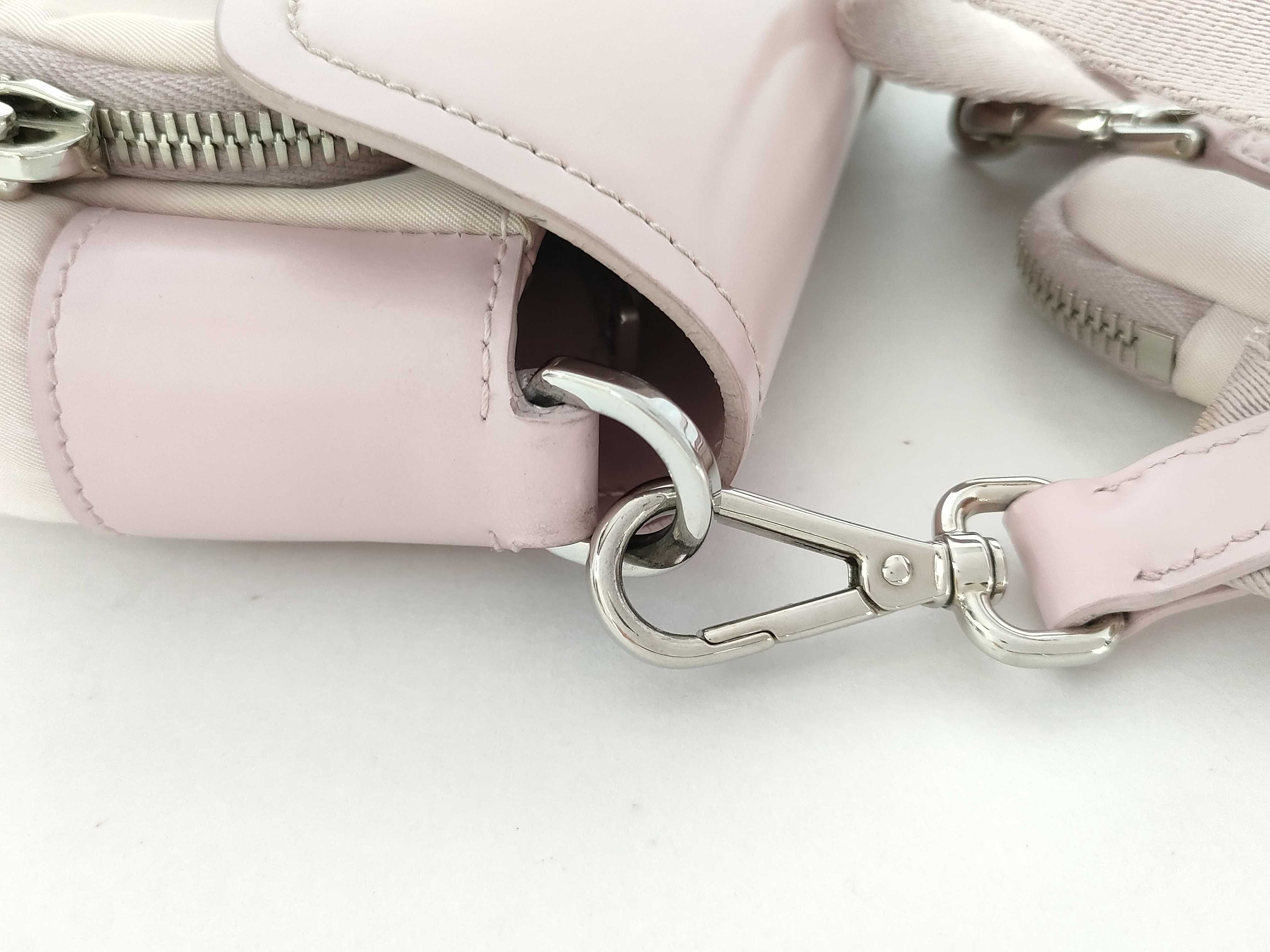 Nylon Prada Current Model Re-Nylon 1BD295 Brushed Leather Pouch Pink Shoulder Bag — view 5