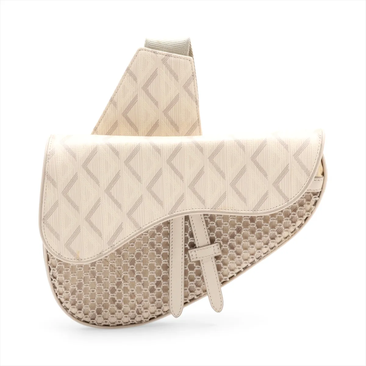 Saddle PVC x Leather Body Bag, Beige
