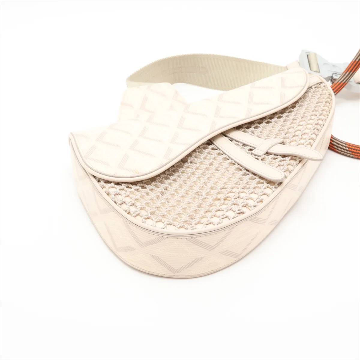 Saddle PVC x Leather Body Bag, Beige — view 4