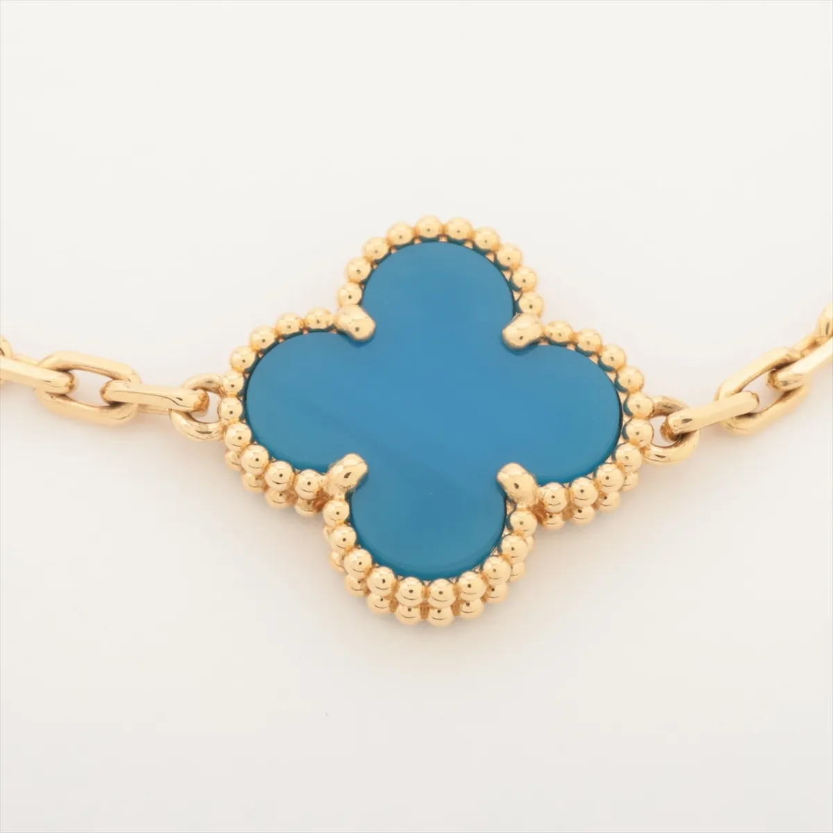 Vintage Alhambra 5P Blue Agate Bracelet 750 (Yellow Gold) 11.2g JD020963 (Hallmark damaged, — view 2