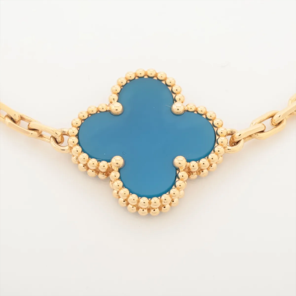 Vintage Alhambra 5P Blue Agate Bracelet 750 (Yellow Gold) 11.2g JD020963 (Hallmark damaged, — view 3
