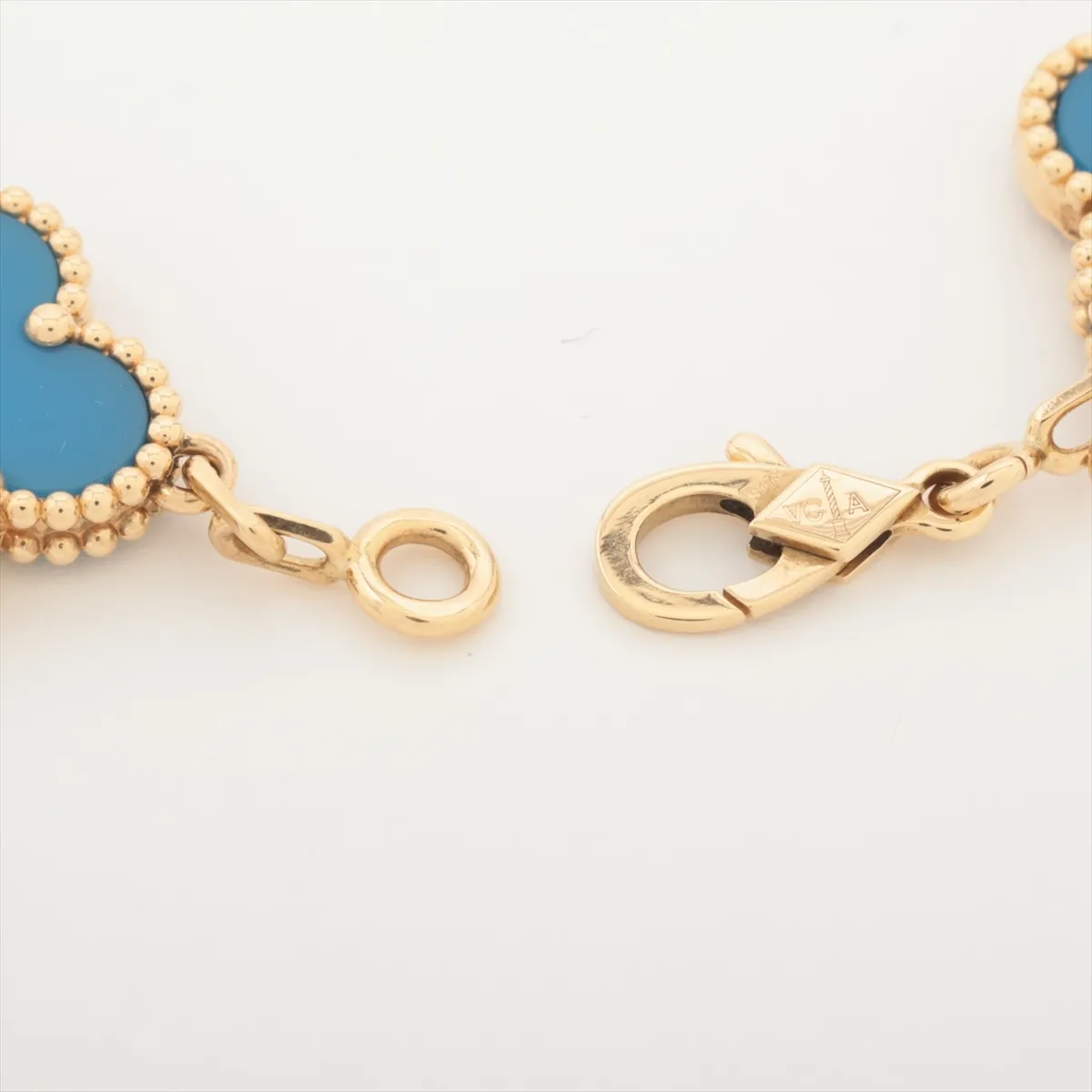 Vintage Alhambra 5P Blue Agate Bracelet 750 (Yellow Gold) 11.2g JD020963 (Hallmark damaged, — view 4