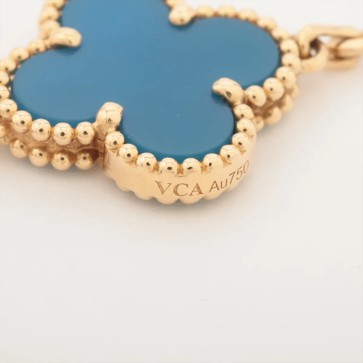 Vintage Alhambra 5P Blue Agate Bracelet 750 (Yellow Gold) 11.2g JD020963 (Hallmark damaged, — view 5