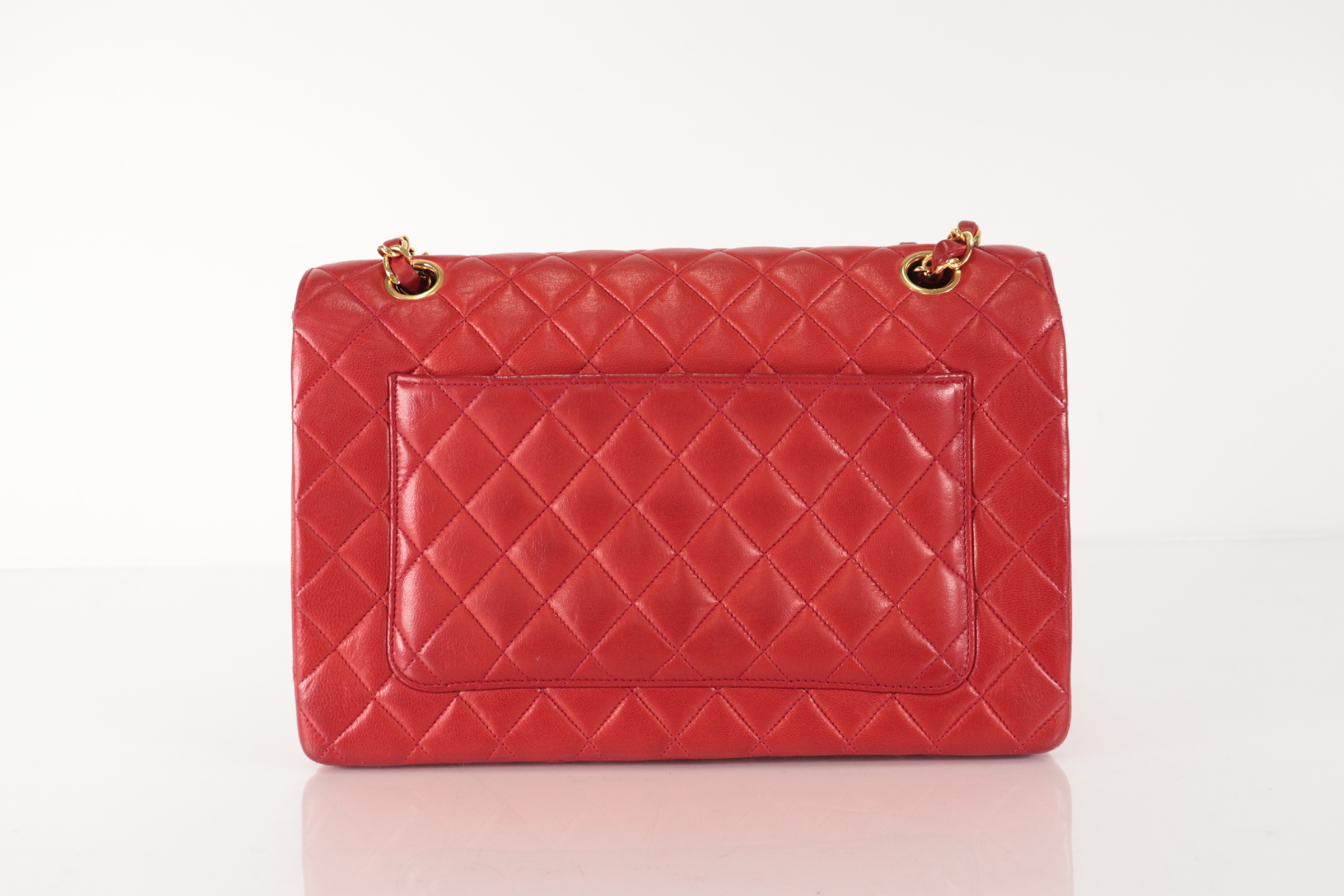 Matelassé Lambskin Chain Shoulder Bag, Red, Series 2 — view 3