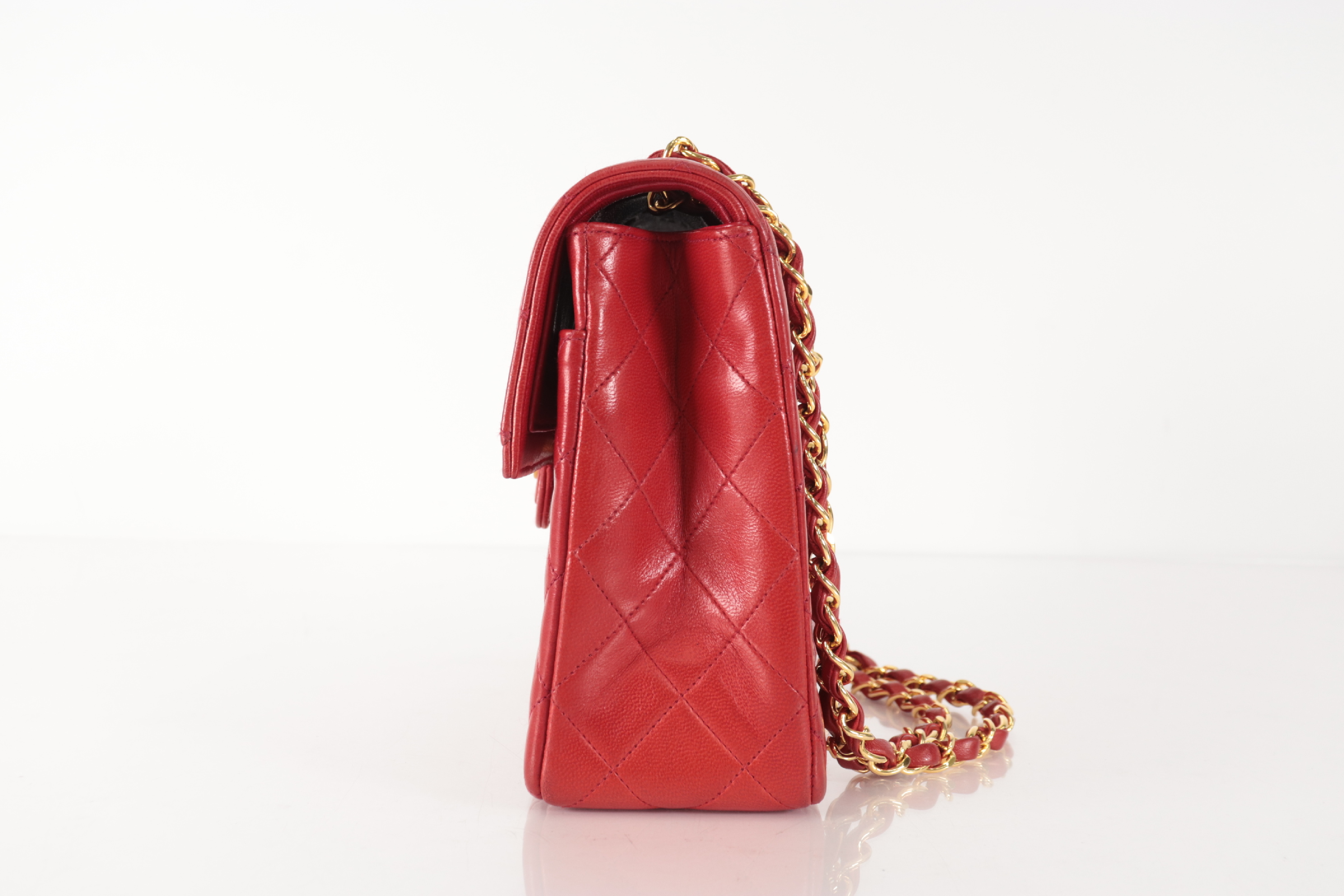 Matelassé Lambskin Chain Shoulder Bag, Red, Series 2 — view 5