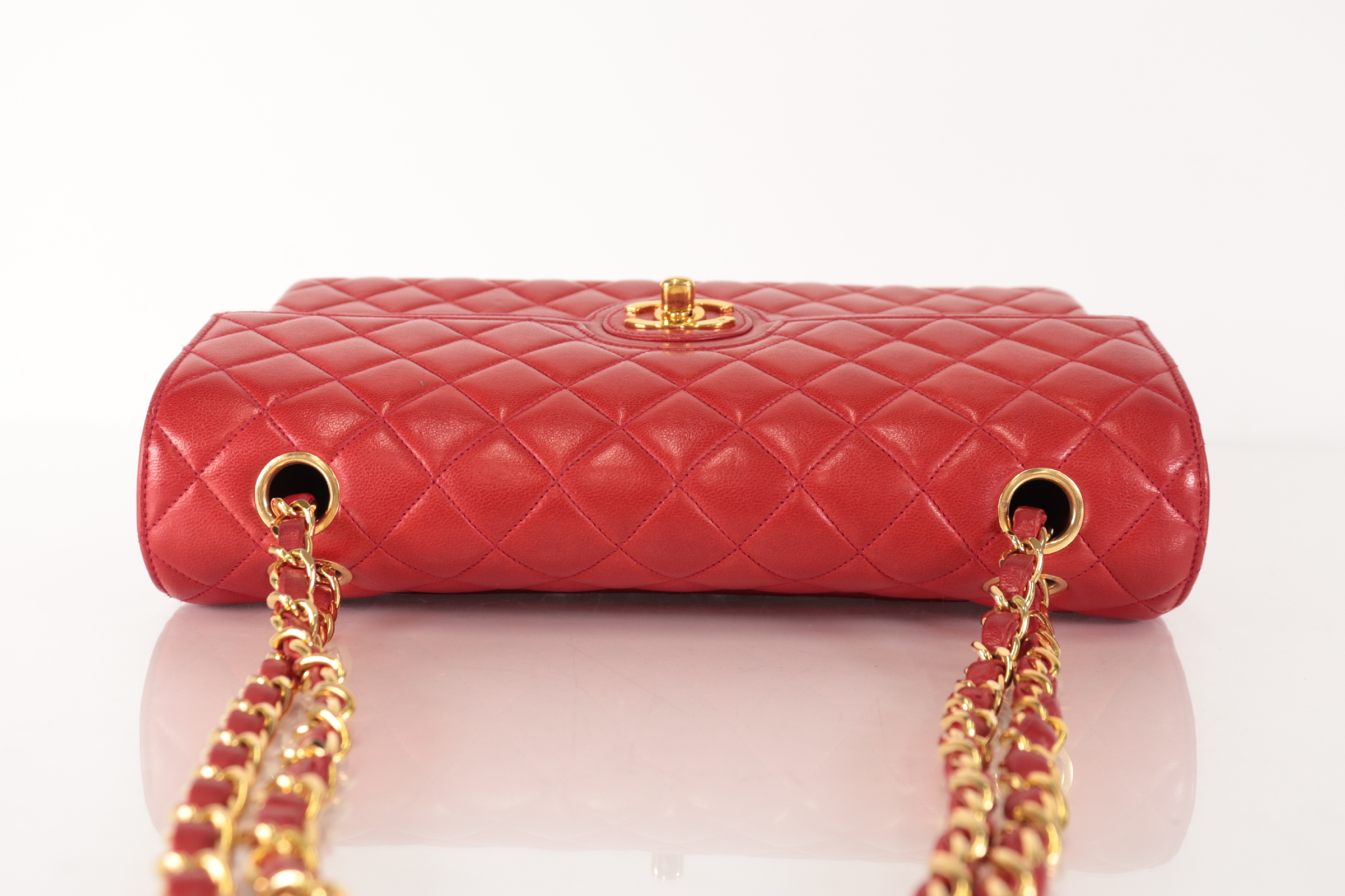 Matelassé Lambskin Chain Shoulder Bag, Red, Series 2 — view 6