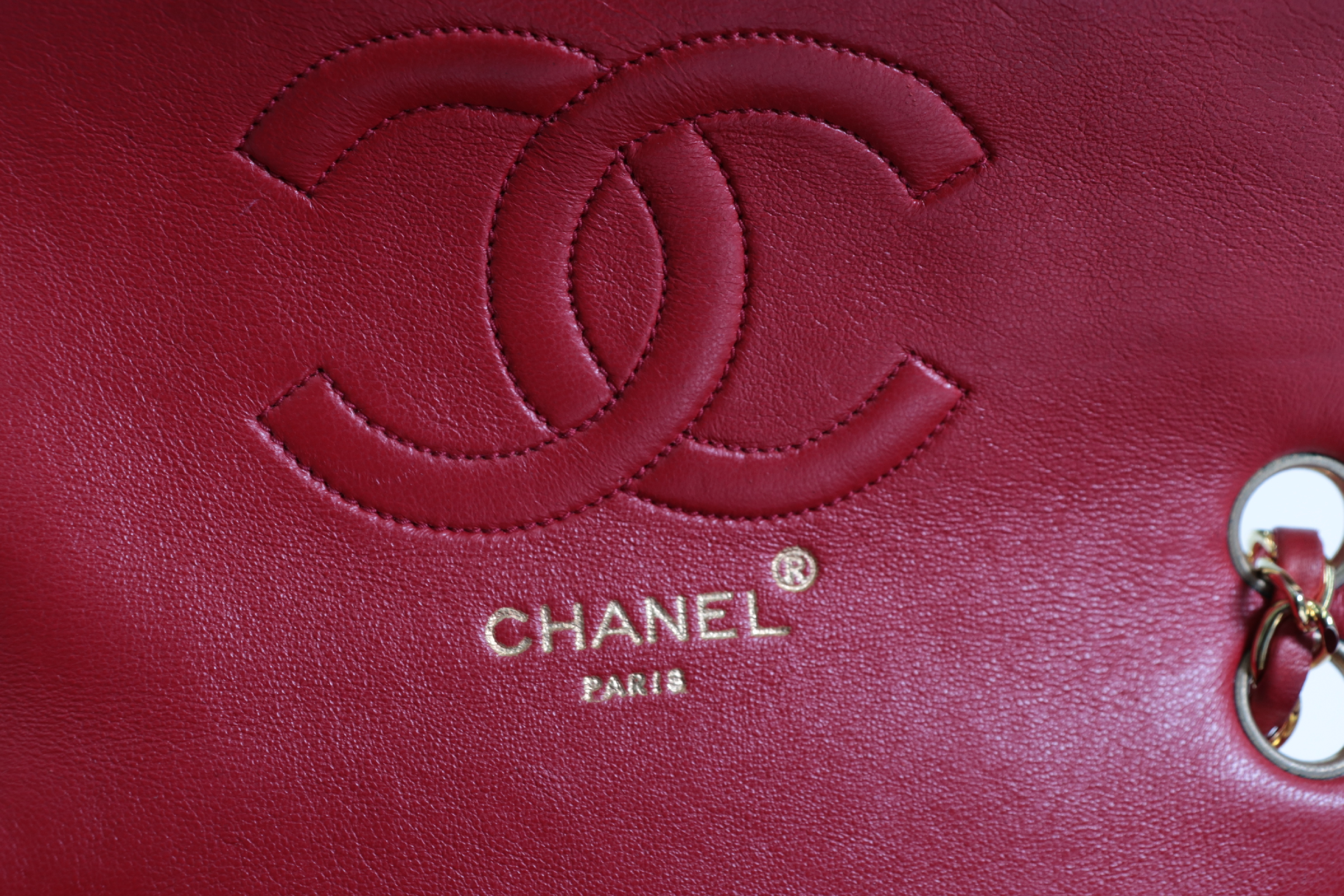 Matelassé Lambskin Chain Shoulder Bag, Red, Series 2 — view 8