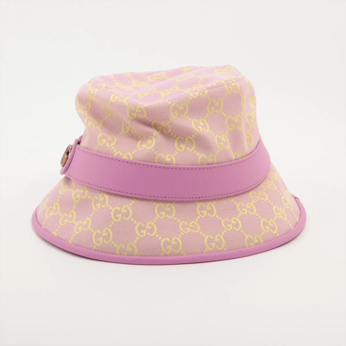 748476 4HG62 GG Canvas Hat, Size M, Cotton x Polyester, Purple x Yellow. Shows signs of wear, — view 3