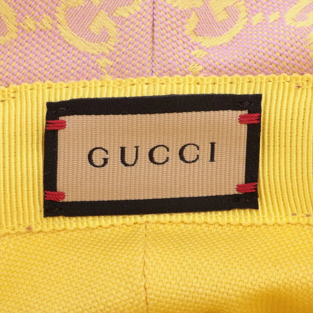748476 4HG62 GG Canvas Hat, Size M, Cotton x Polyester, Purple x Yellow. Shows signs of wear, — view 5