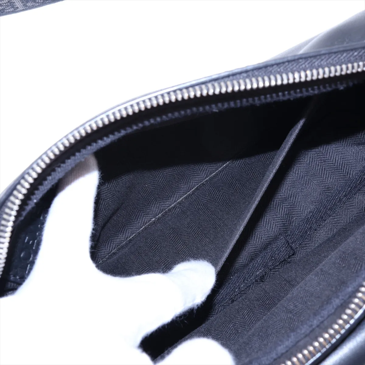 Military Messenger Bag, Leather Shoulder Bag, Gray — view 7