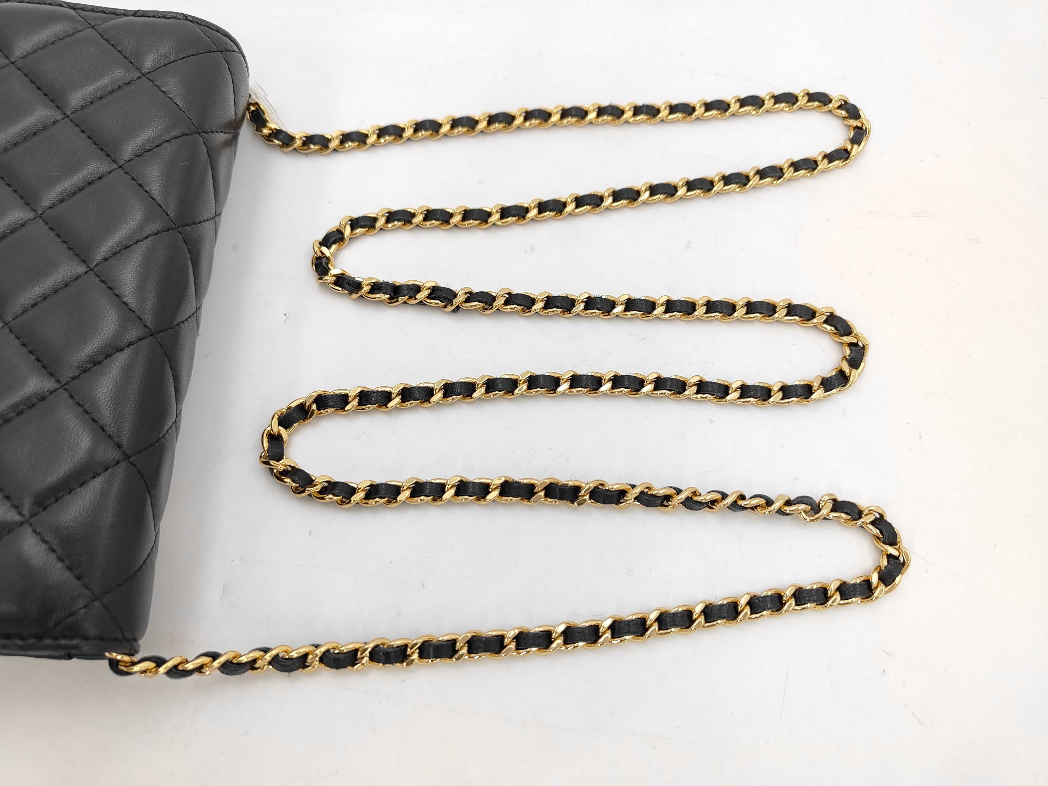 Lambskin Chain Shoulder Bag with Gold Hardware — view 5