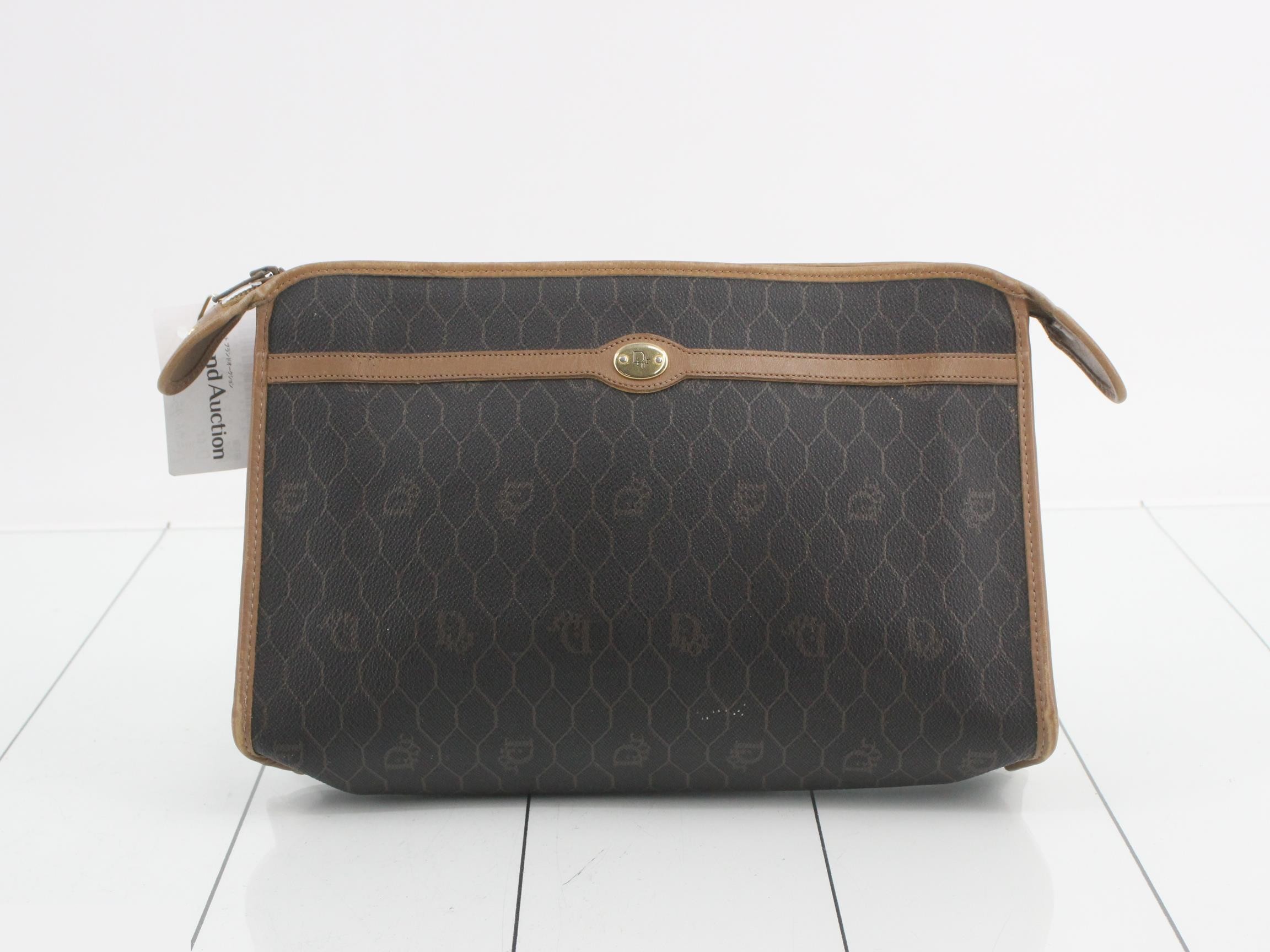 Honeycomb Clutch Bag, PVC, Dark Brown