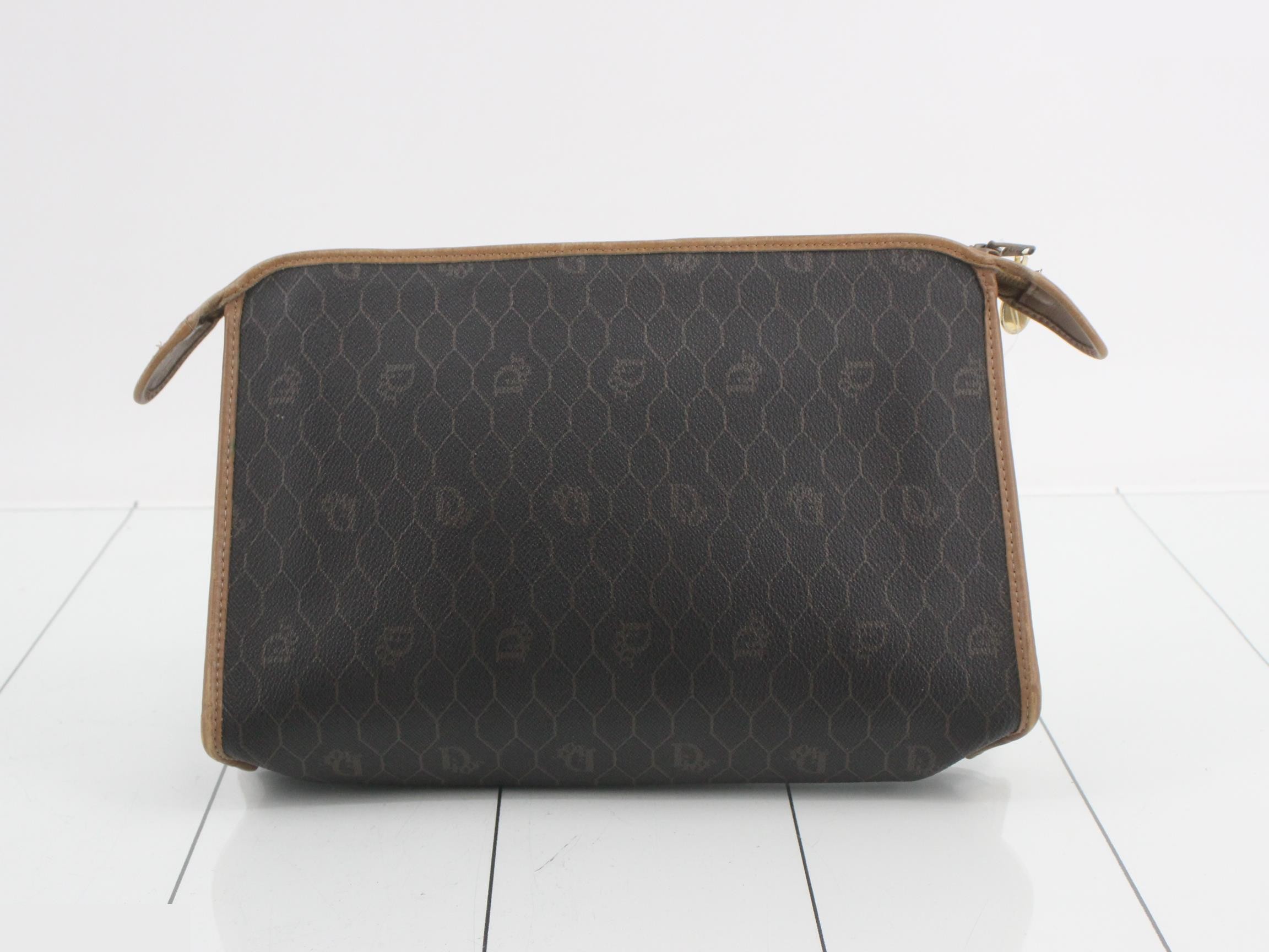 Honeycomb Clutch Bag, PVC, Dark Brown — view 2