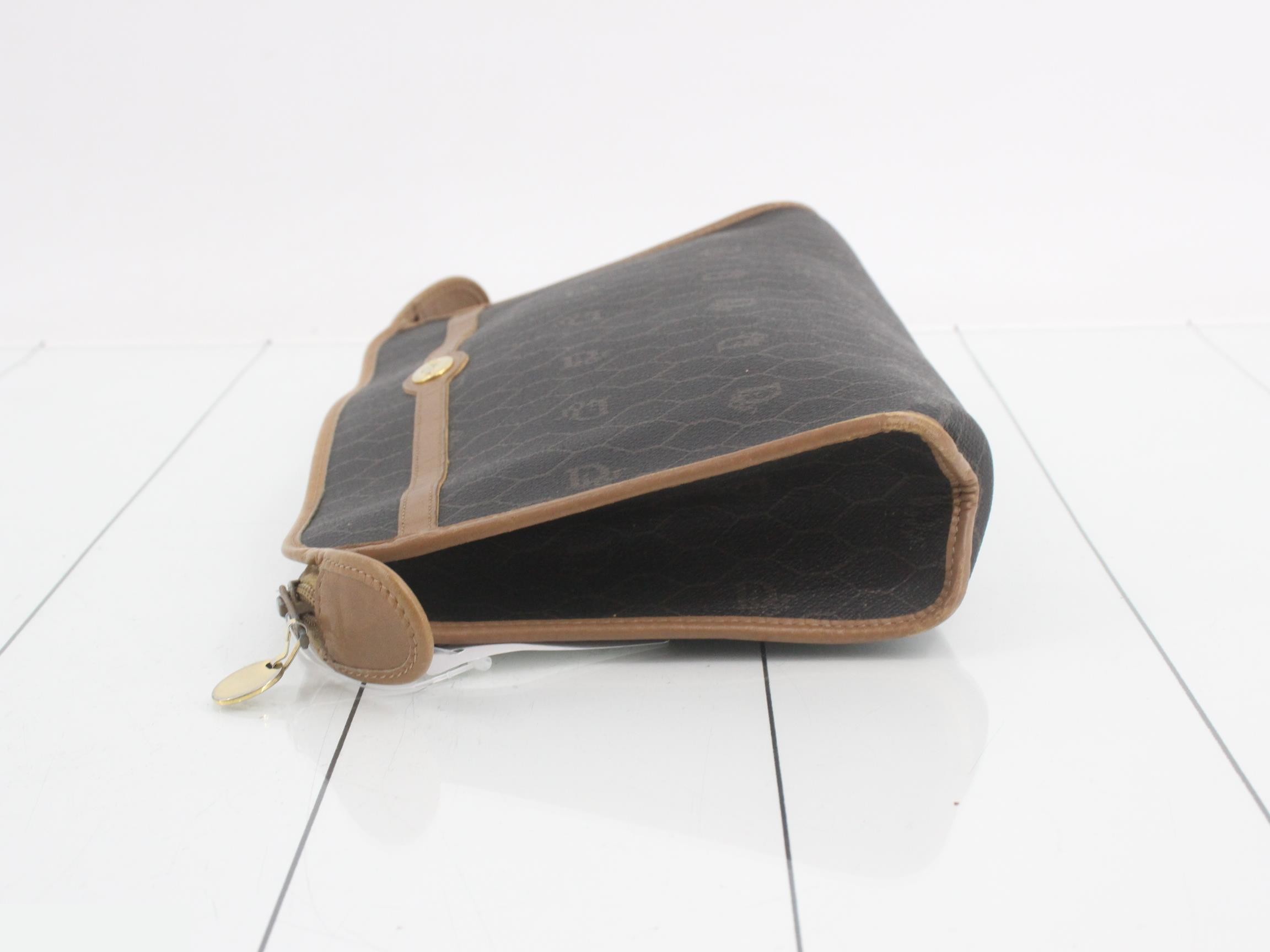 Honeycomb Clutch Bag, PVC, Dark Brown — view 4