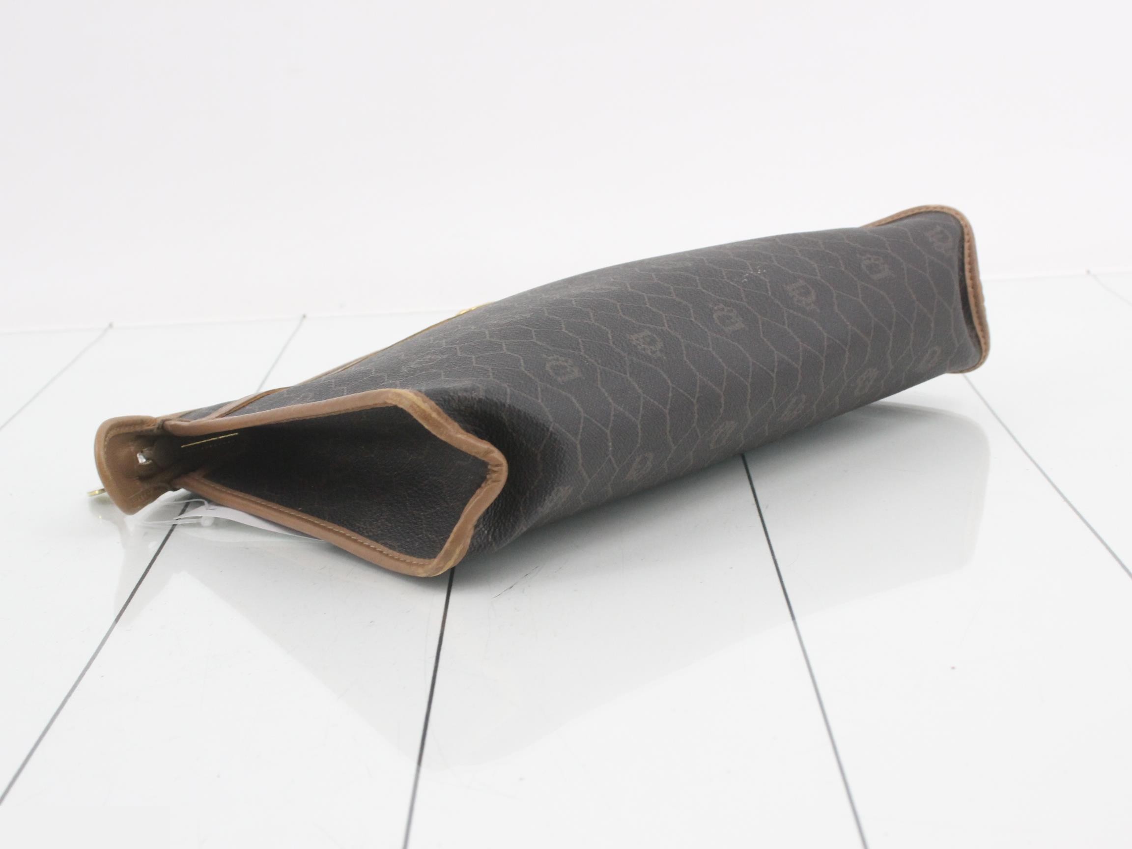 Honeycomb Clutch Bag, PVC, Dark Brown — view 5