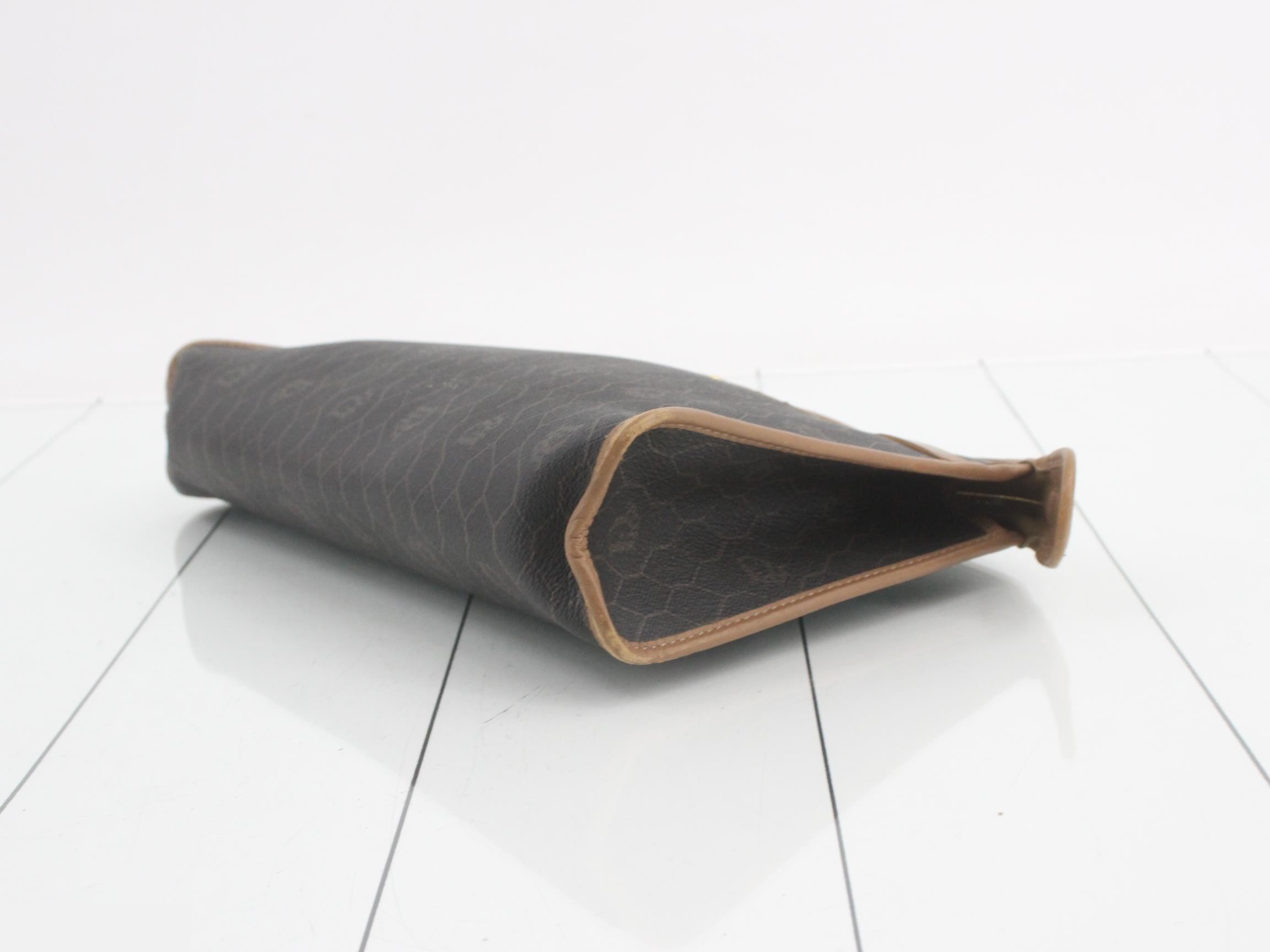 Honeycomb Clutch Bag, PVC, Dark Brown — view 6