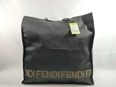 Nylon Tote Bag with Logo, Black Handbag