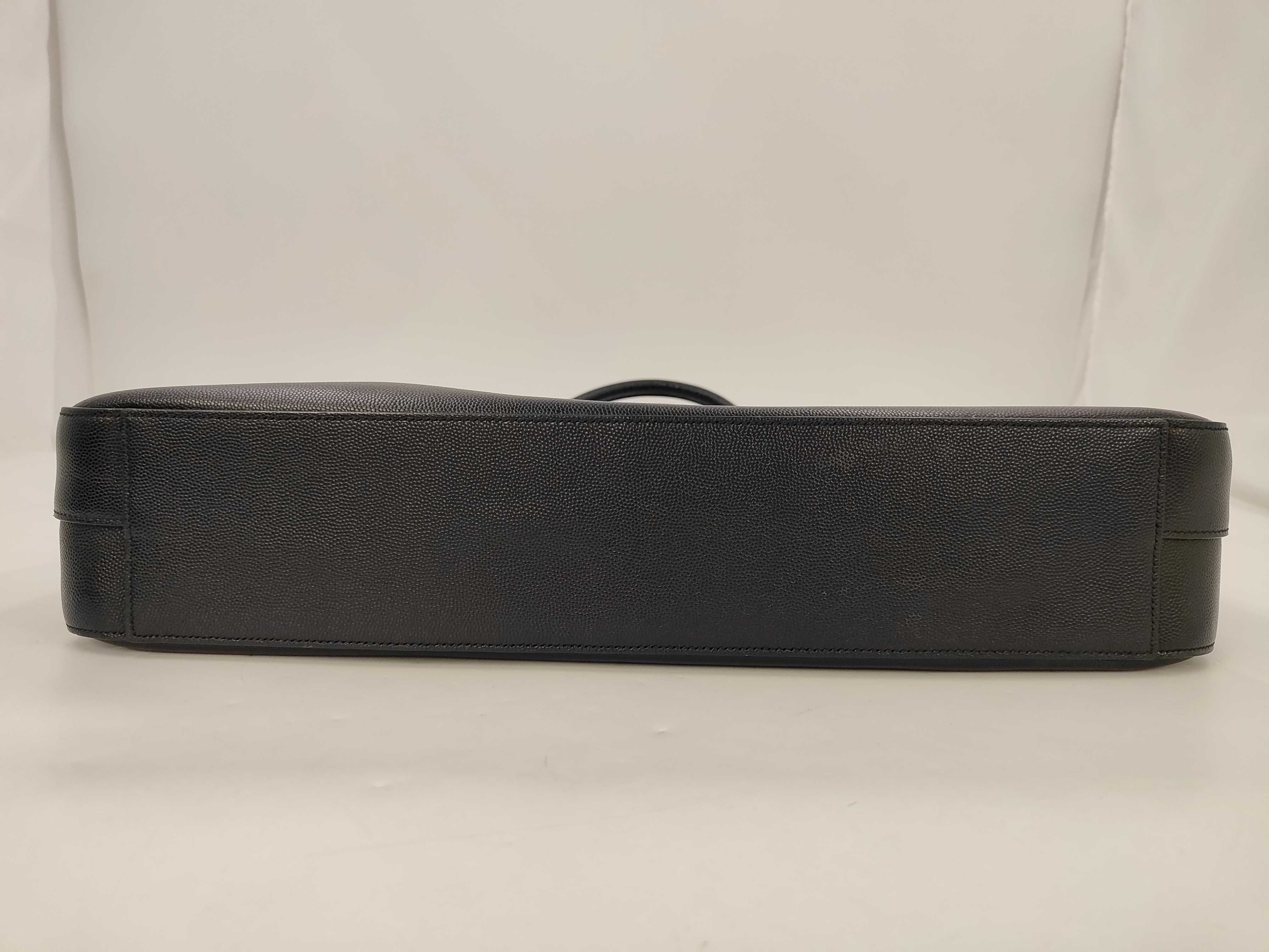 PH - Black Leather Museum Flat Briefcase Business Bag — view 3