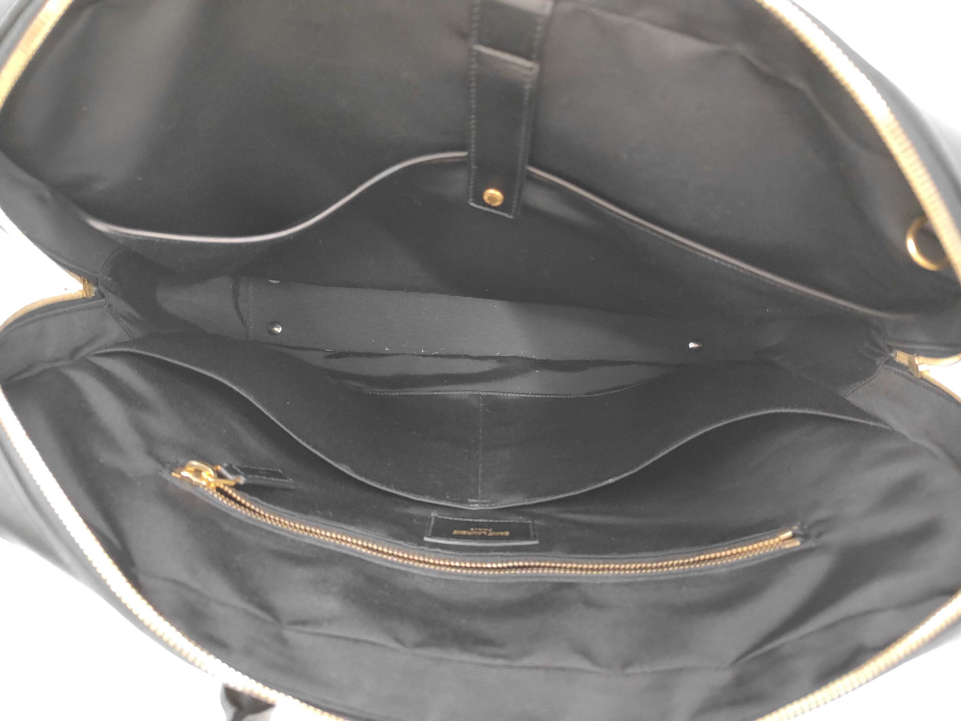 PH - Black Leather Museum Flat Briefcase Business Bag — view 8