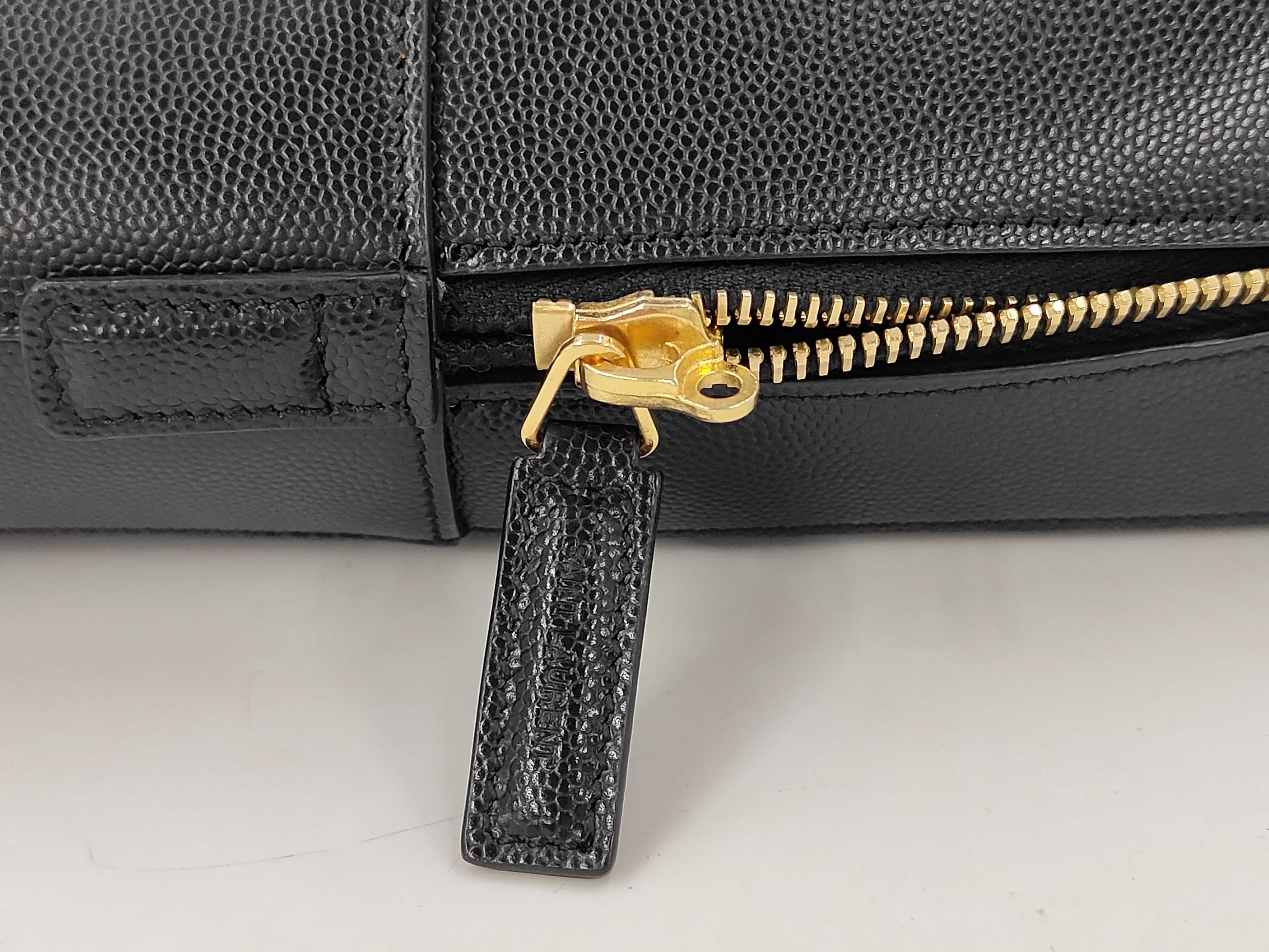 PH - Black Leather Museum Flat Briefcase Business Bag — view 10