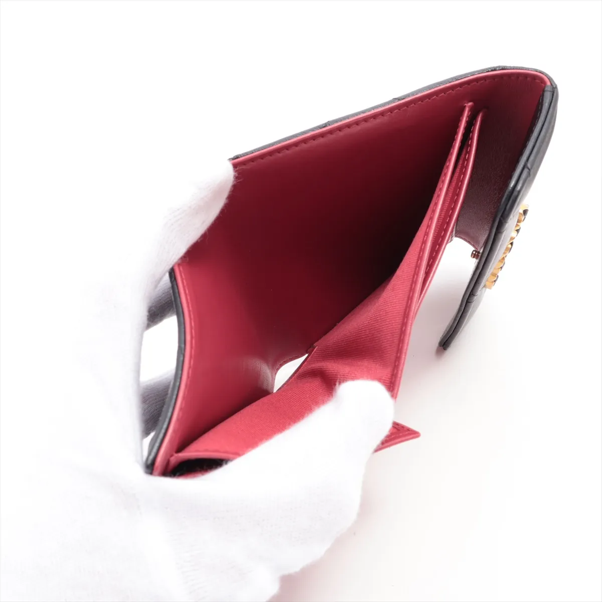 19 Lambskin Compact Wallet Black Gold Hardware U63T8GL2 — view 5