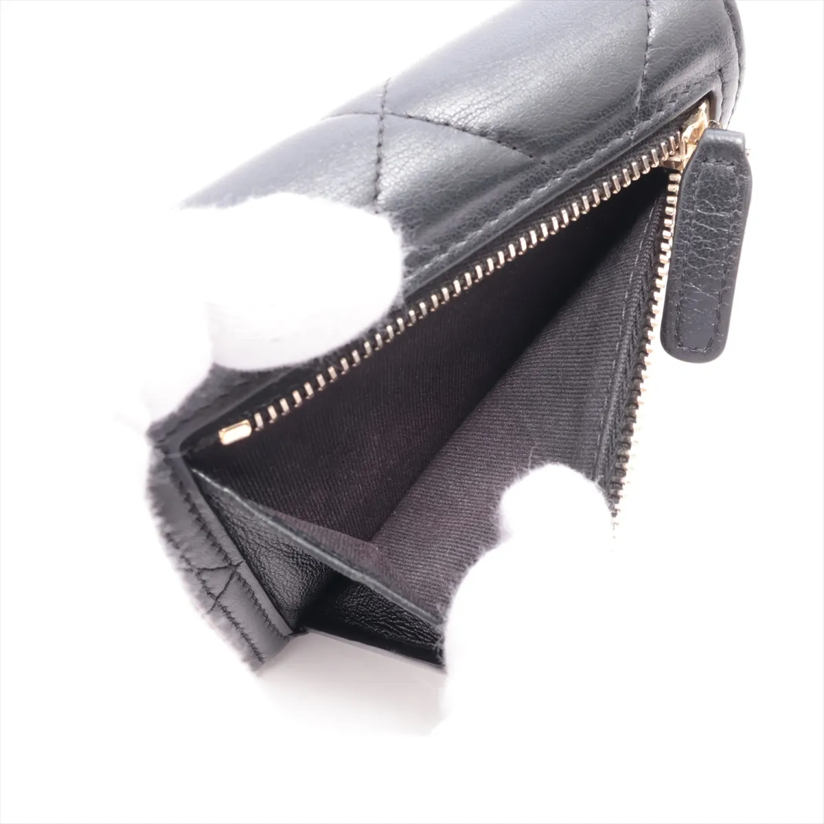 19 Lambskin Compact Wallet Black Gold Hardware U63T8GL2 — view 6